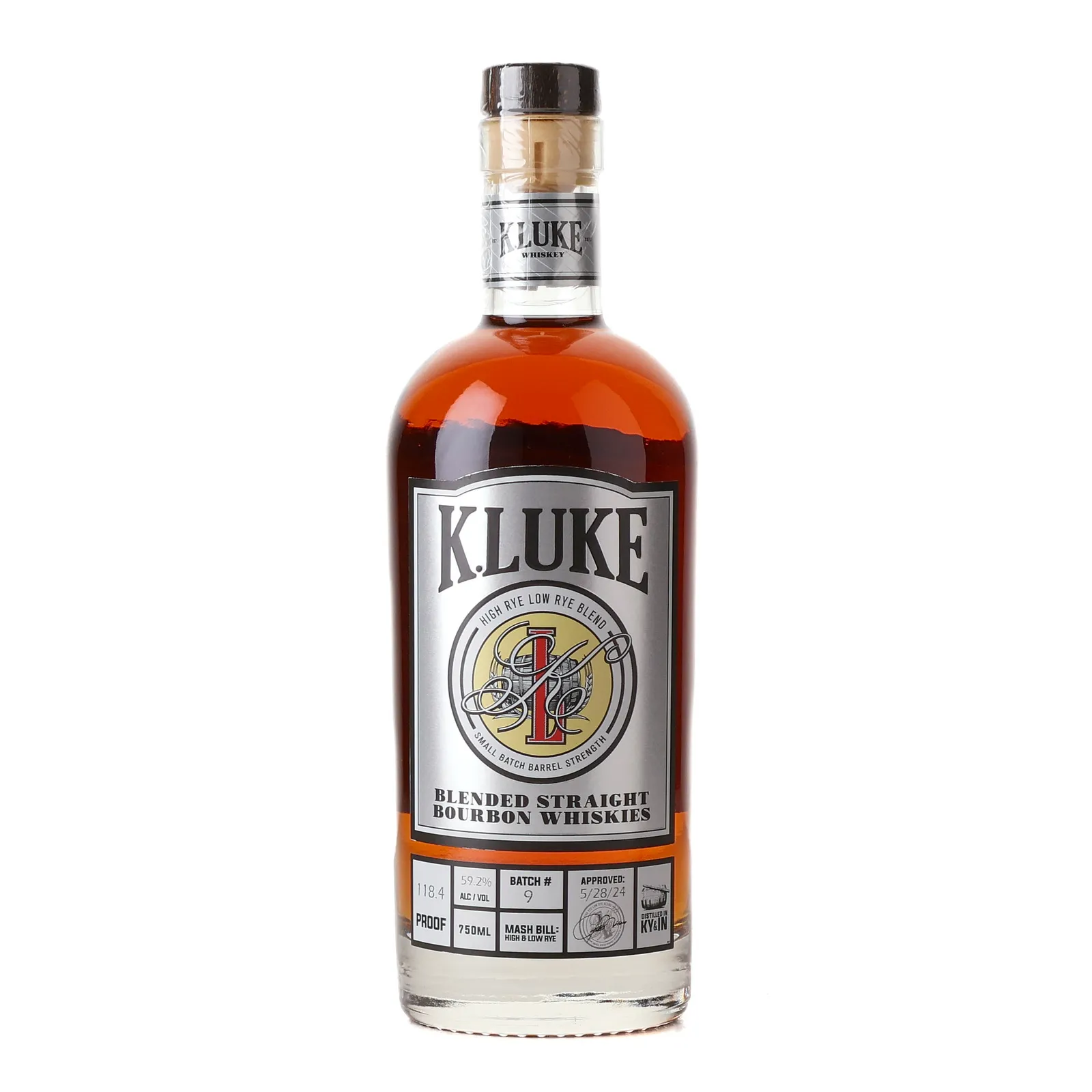 K. Luke Small Batch No. Barrel Strength Blended Bourbon, 59.4% whisky bottle