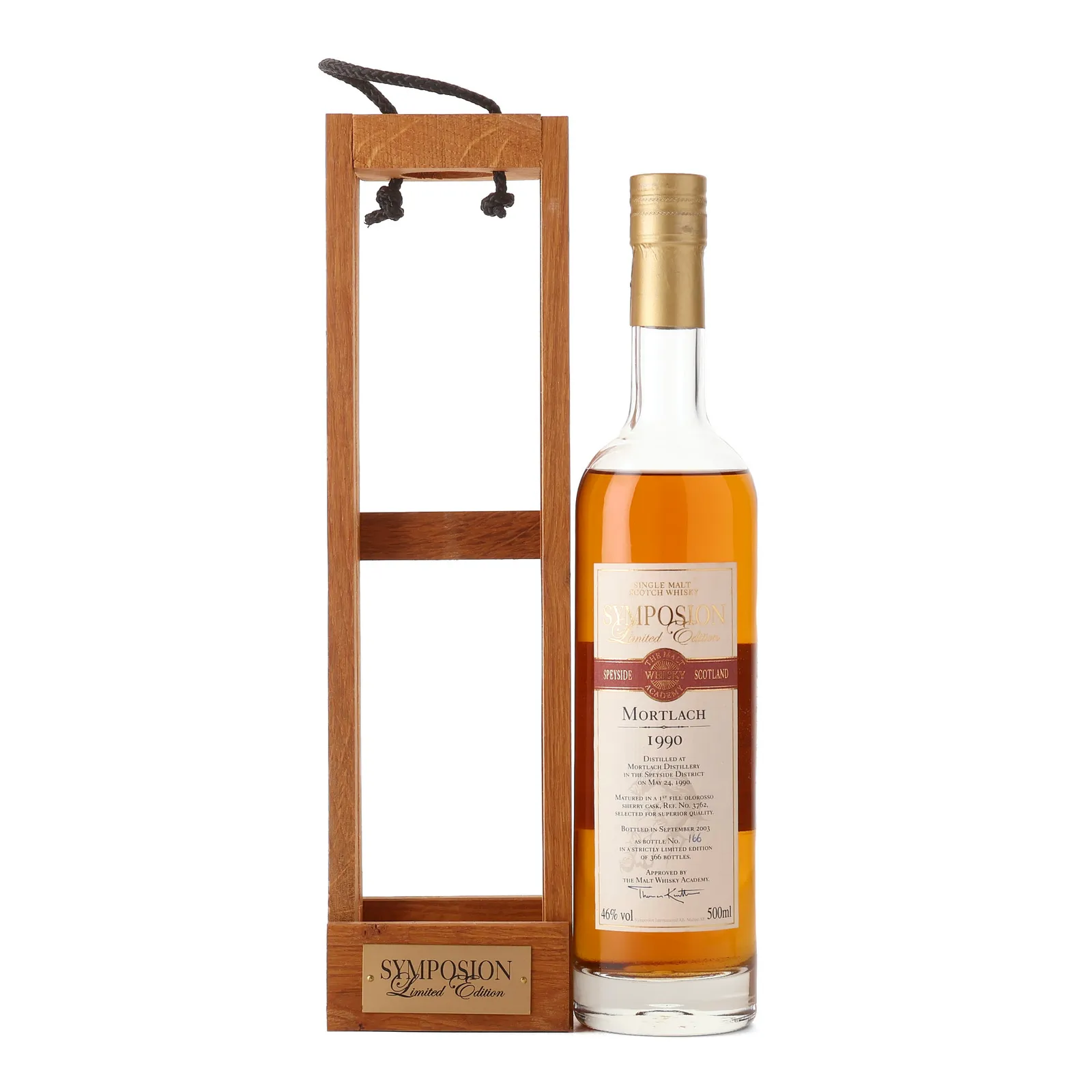 Mortlach Symposium 13 Year Old, Oloroso Sherry Cask, 1990, The Malt Whisky Academy, 46% whisky bottle