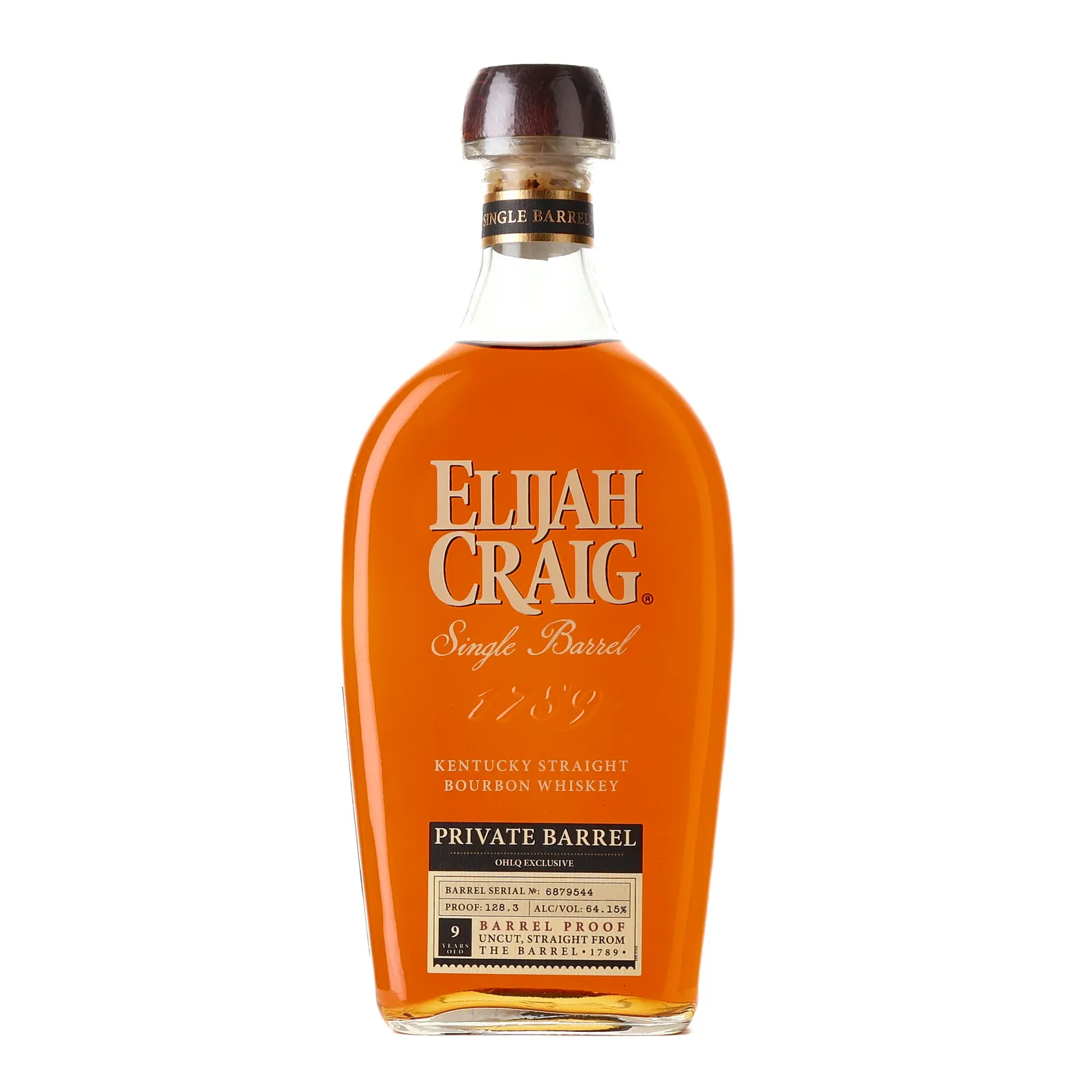 Elijah Craig Private Barrel Selection 'OHLQ' 9 Year Old, New Charred Oak Cask, Cask #6879544, 64.15% whisky bottle