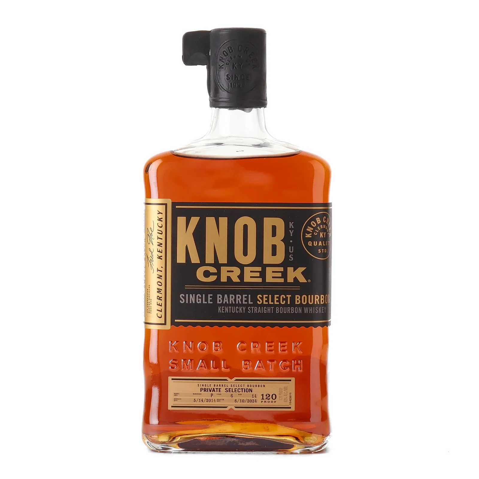 Knob Creek Single Barrel Select Bourbon Private Selection, 2014, 2024, 60% whisky bottle
