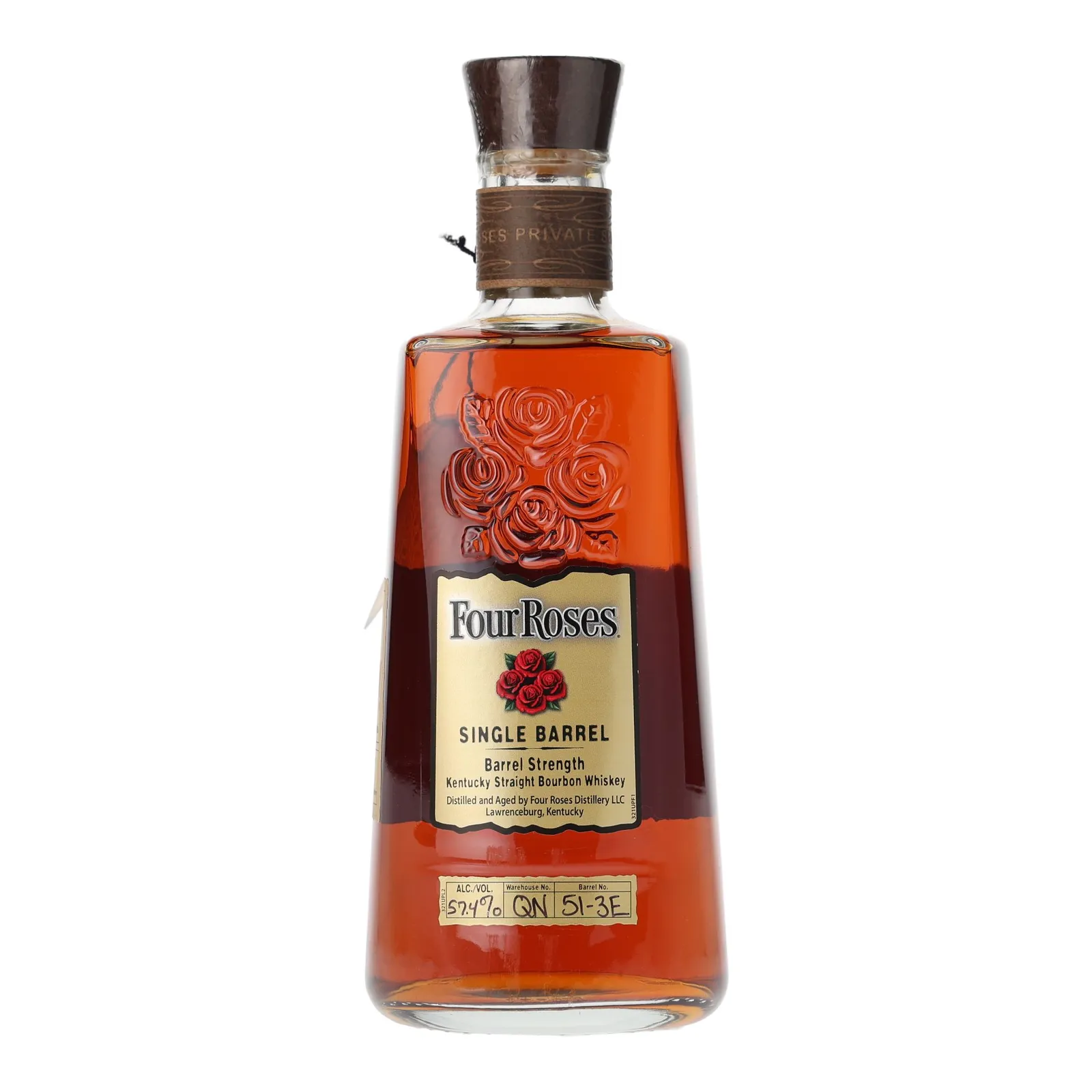Four Roses Barrel Strength OESK 10 Year Old, New Charred Oak Cask, Cask #QN 51-3E, Liquor Boy, 57.4% whisky bottle
