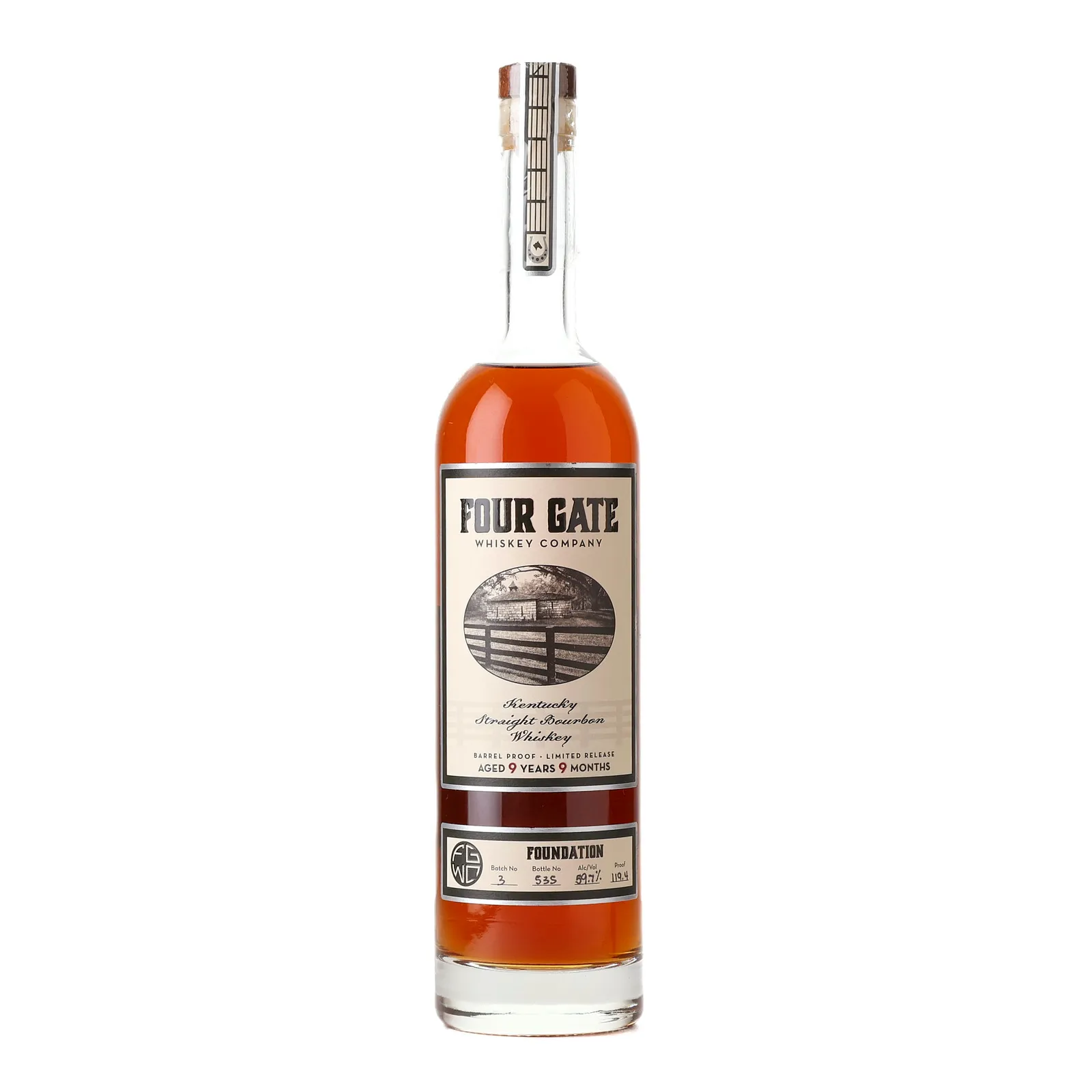 Four Gate Foundation 9 Year Old, Batch No. 3, 59.7% whisky bottle