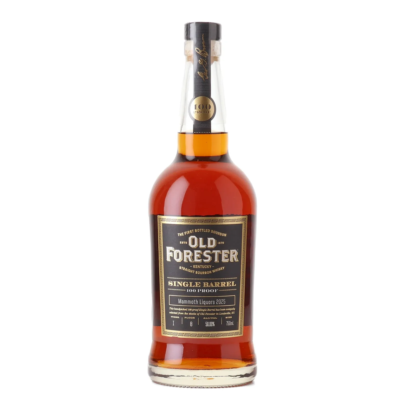Old Forester Single Barrel 100 Proof Mammoth Liquors 2025 Private Barrel Selection, 50% whisky bottle