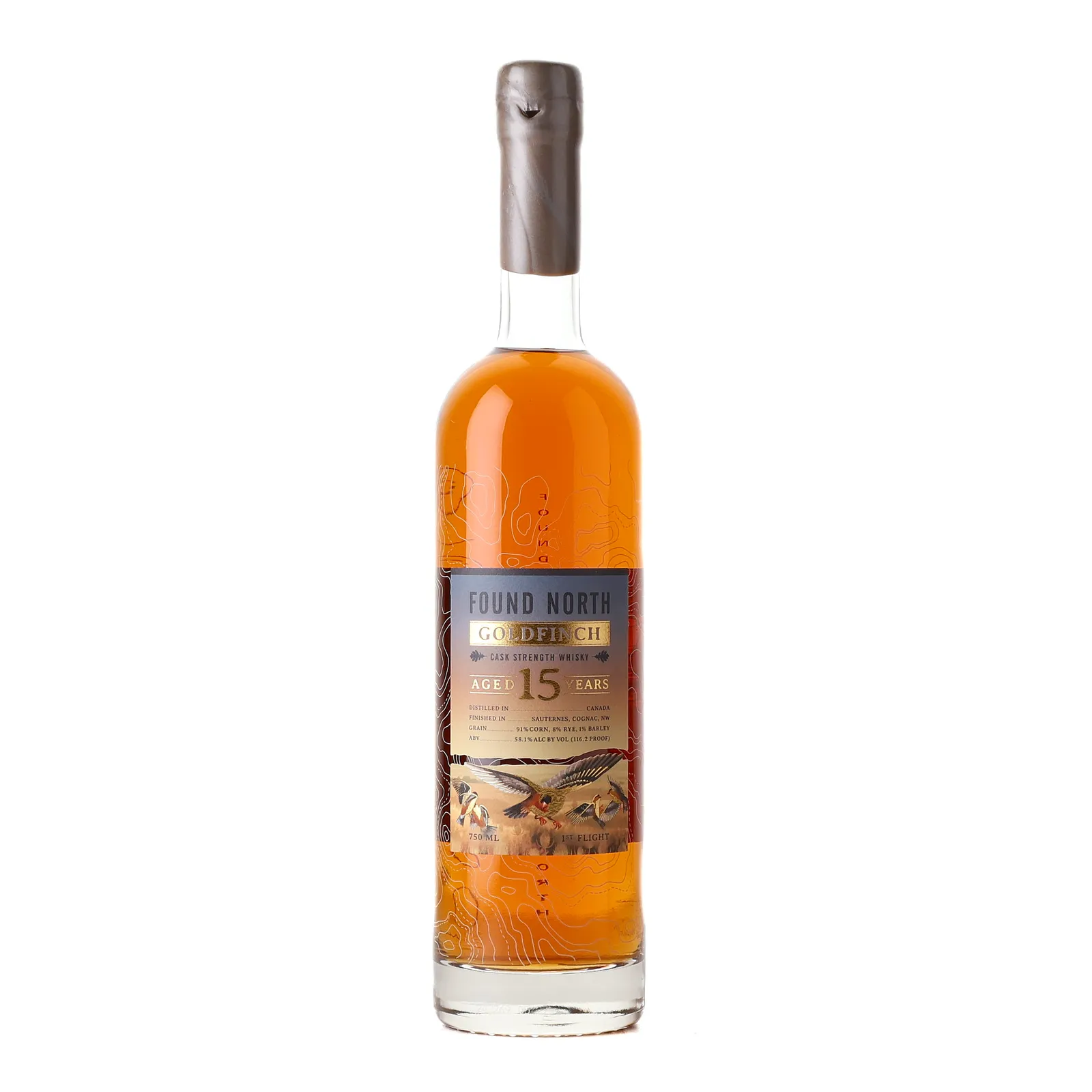 Found North Goldfinch 15 Year Old, Sauternes, Cognac & New Oak Cask, Batch No. 1st Flight, 2025, 58.1% whisky bottle