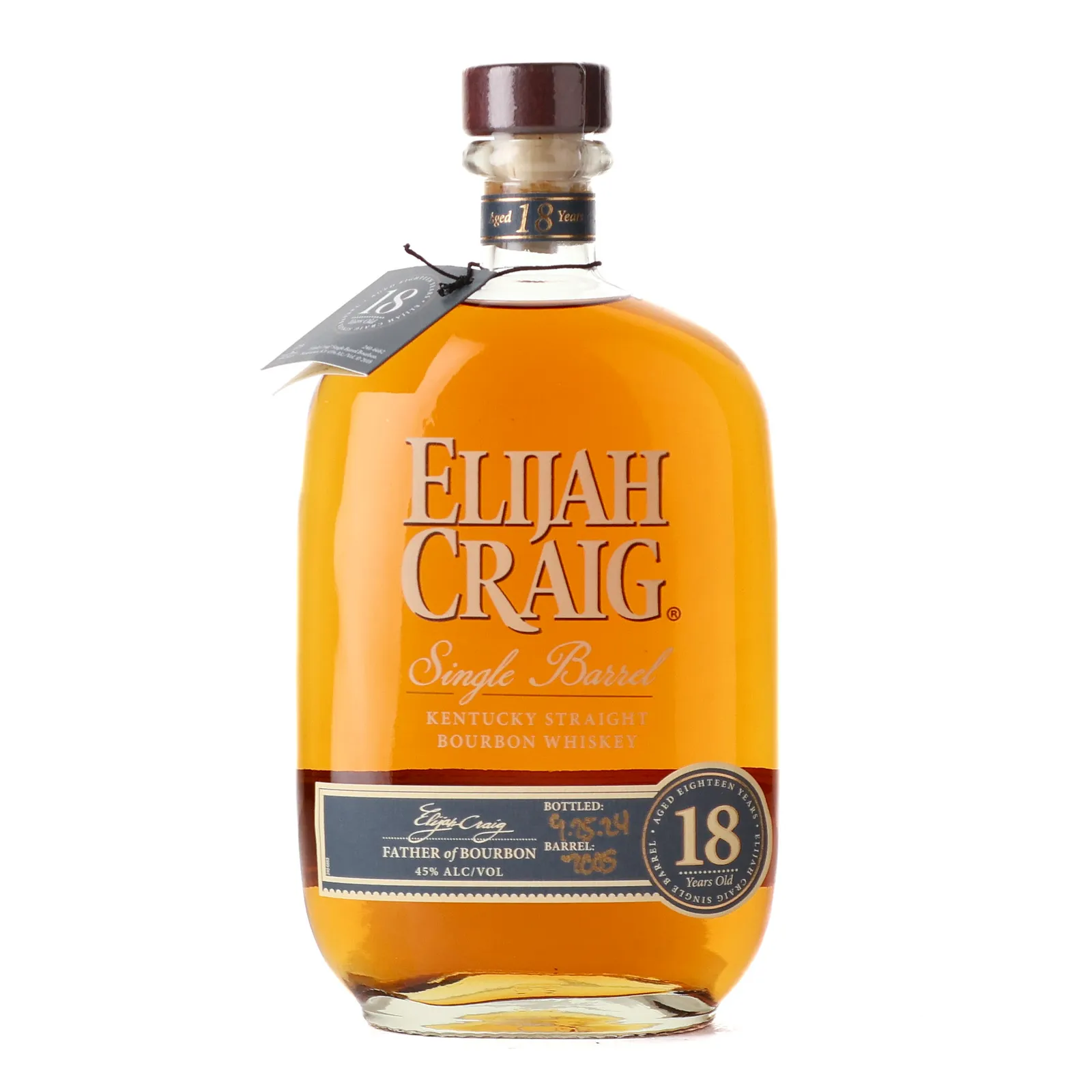 Elijah Craig Single Barrel 18 Year Old, 2024, 45% whisky bottle