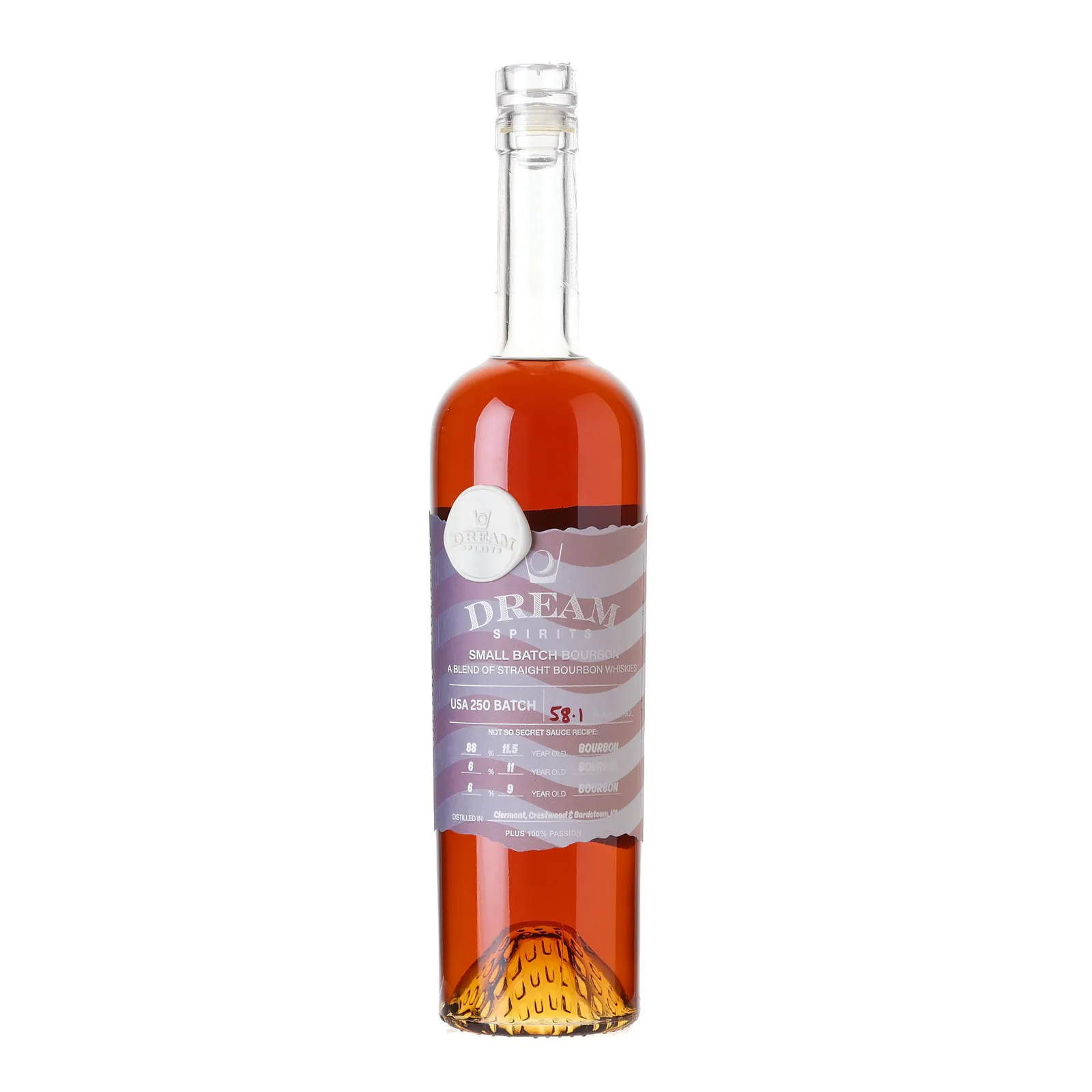 Dream Spirits USA 250 Batch No. Blended Bourbon 'The American Dream' Private Barrel Selection 6 Year Old, New Charred Oak Cask, USA 250 Batch, 58.1% whisky bottle