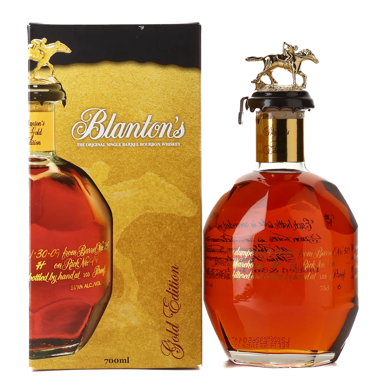 Blanton's Gold Edition Single Barrel Bourbon (Letter B, Polish Export), New charred white oak Cask, Cask #41, Batch Letter B, 2022, 51.5% whisky bottle