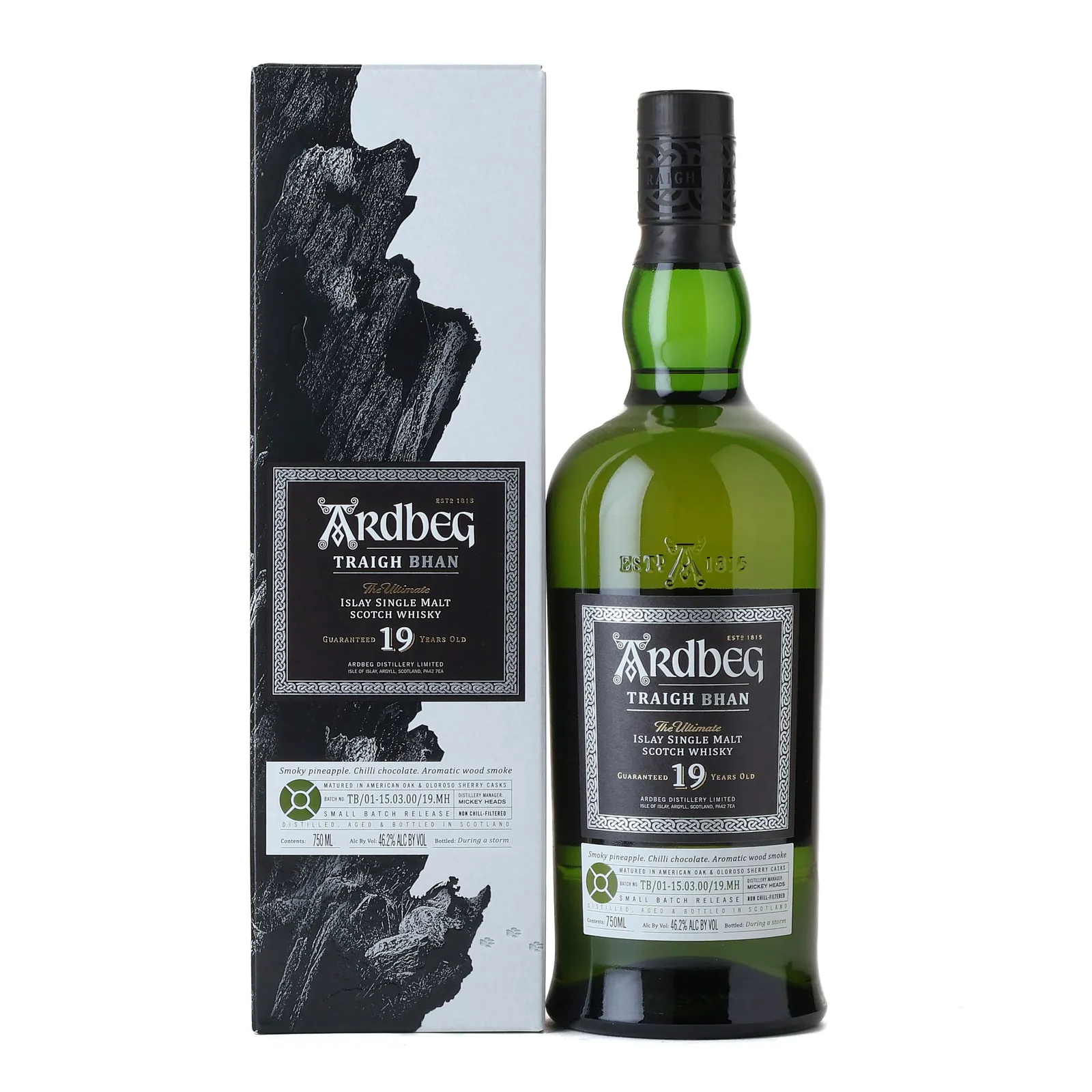 Ardbeg Traigh Bhan 19 Year Old, American Oak & Sherry Cask, Batch No. TB/01-15.03.00/19.MH, 2019, 46.2% whisky bottle
