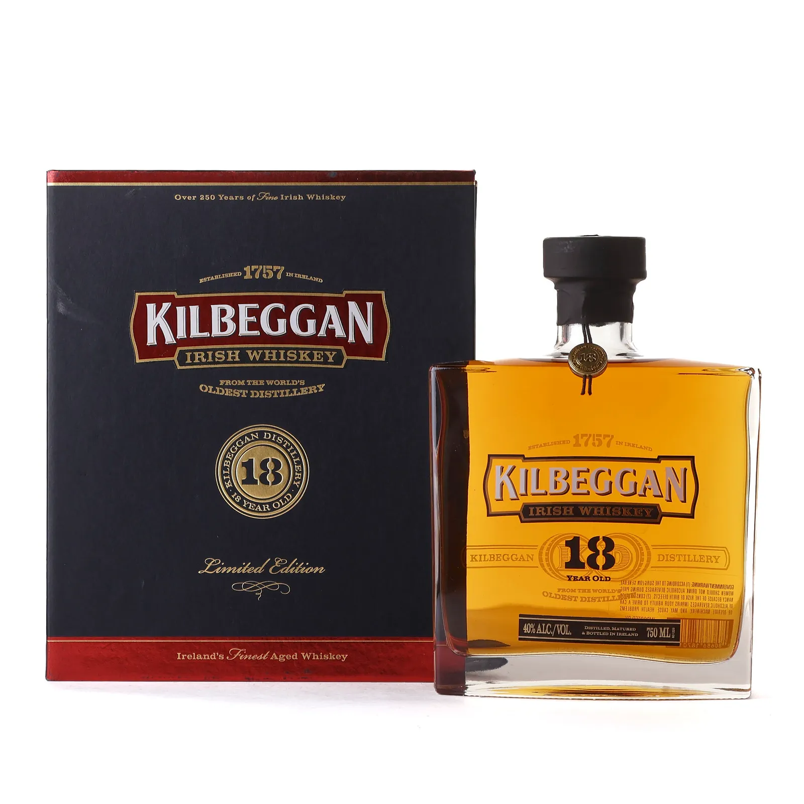 Kilbeggan 18 Year Old, 40% whisky bottle