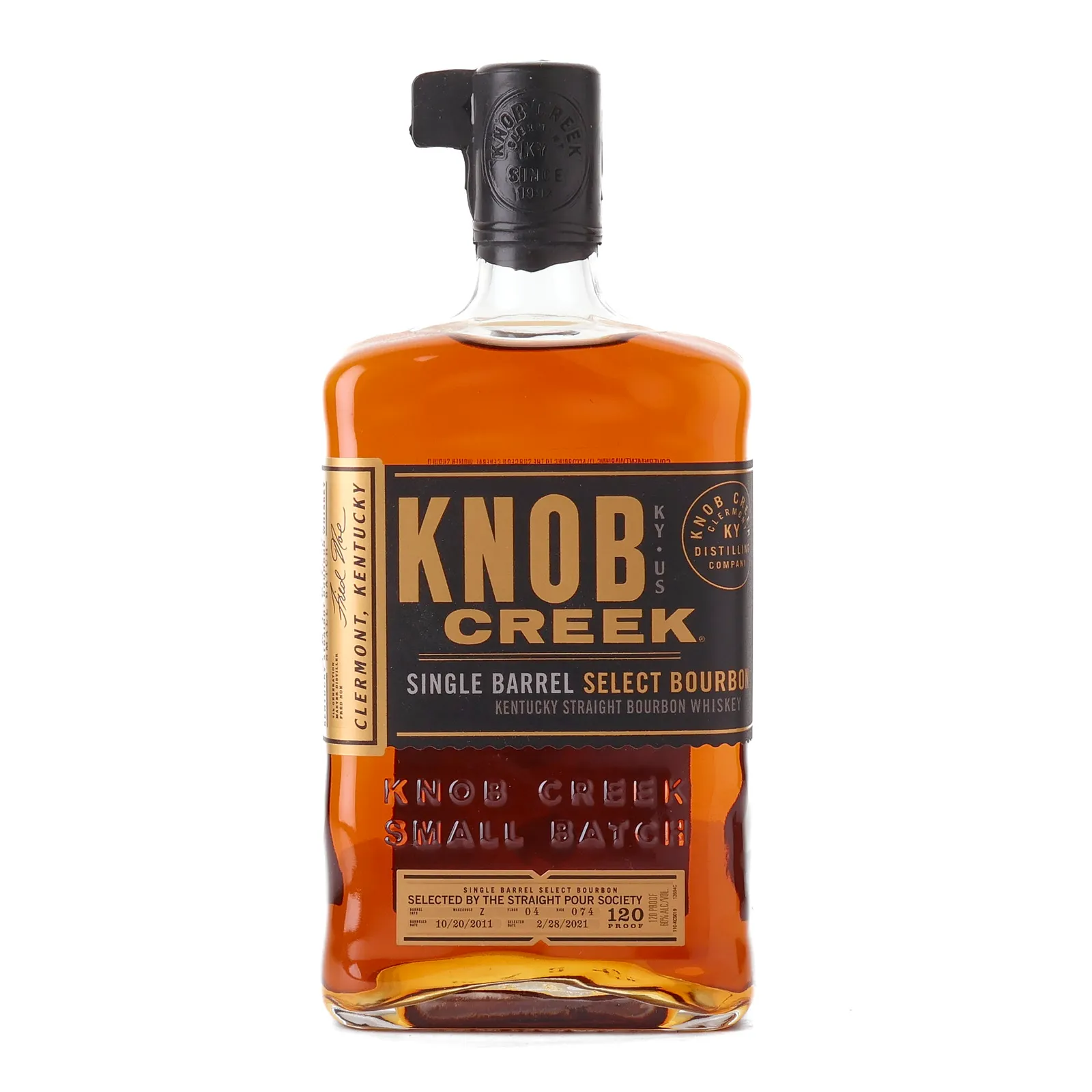 Knob Creek Single Barrel Select Bourbon 9 Year Old, Straight Pour Society, 2021, 60% whisky bottle