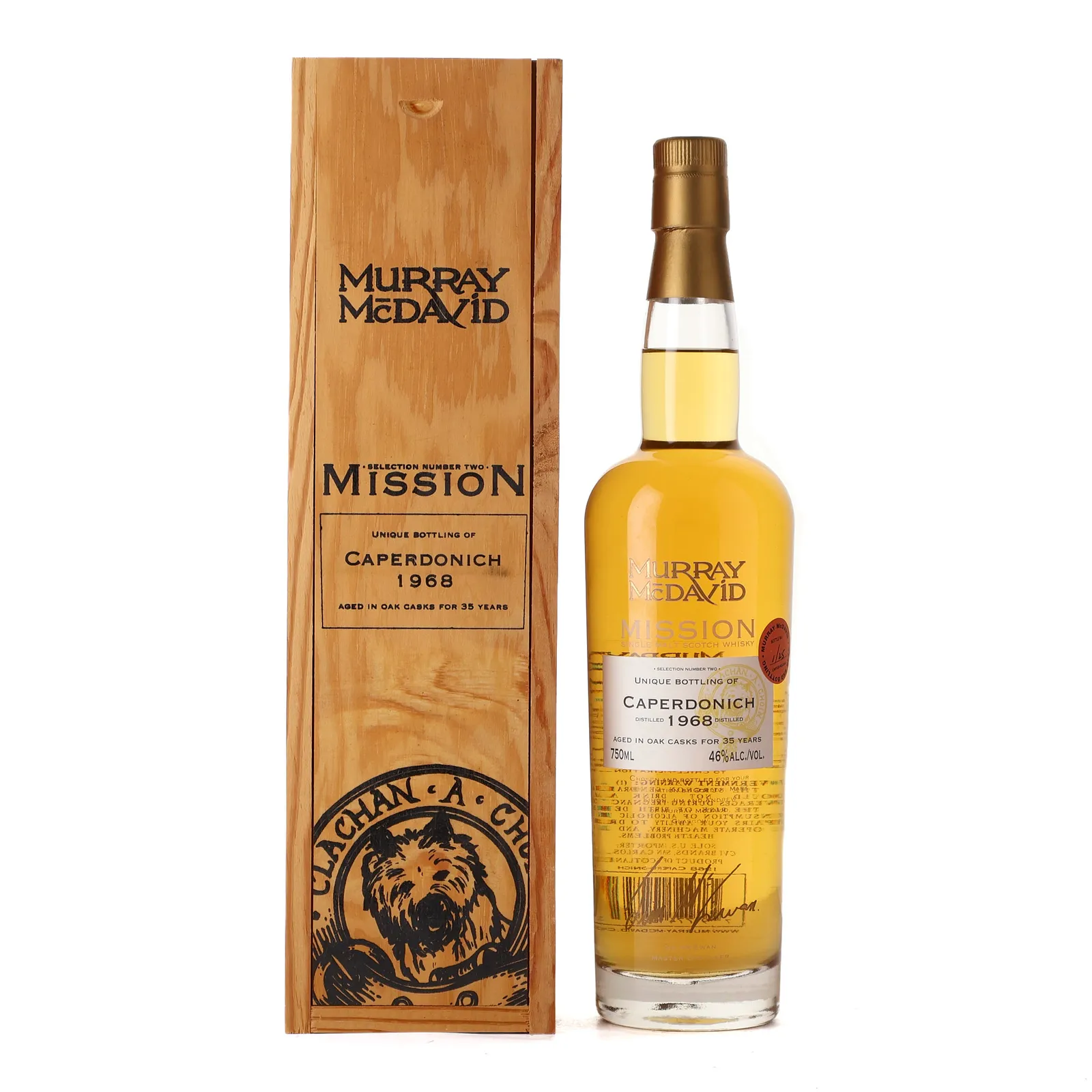 Caperdonich Mission 35 Year Old, Oak Cask, 1968, Murray McDavid, 46% whisky bottle