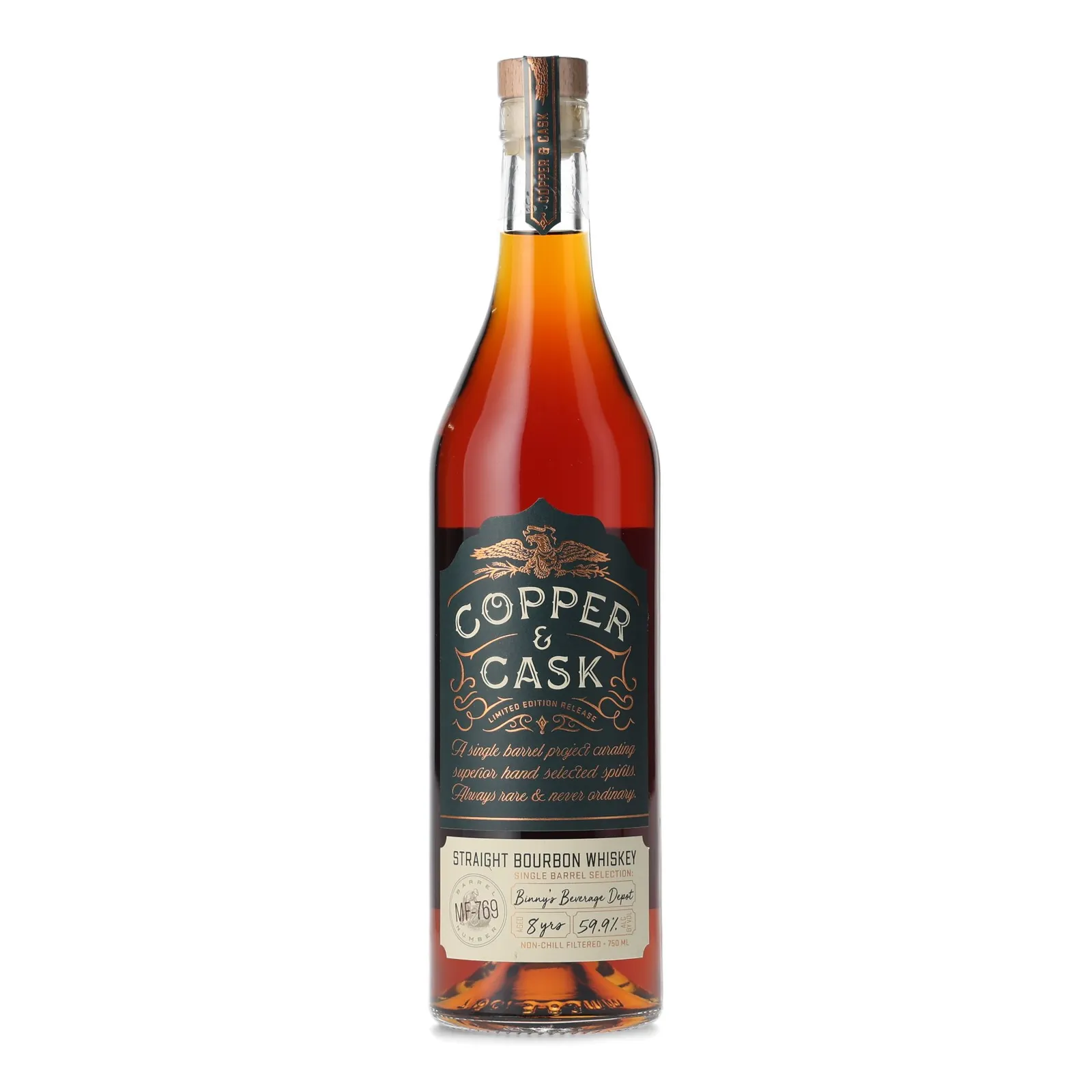 Copper & Cask Binny's Beverage Depot Single Barrel Selection 8 Year Old, Cask #MF-769, 2015, Copper & Cask, 59.9% whisky bottle