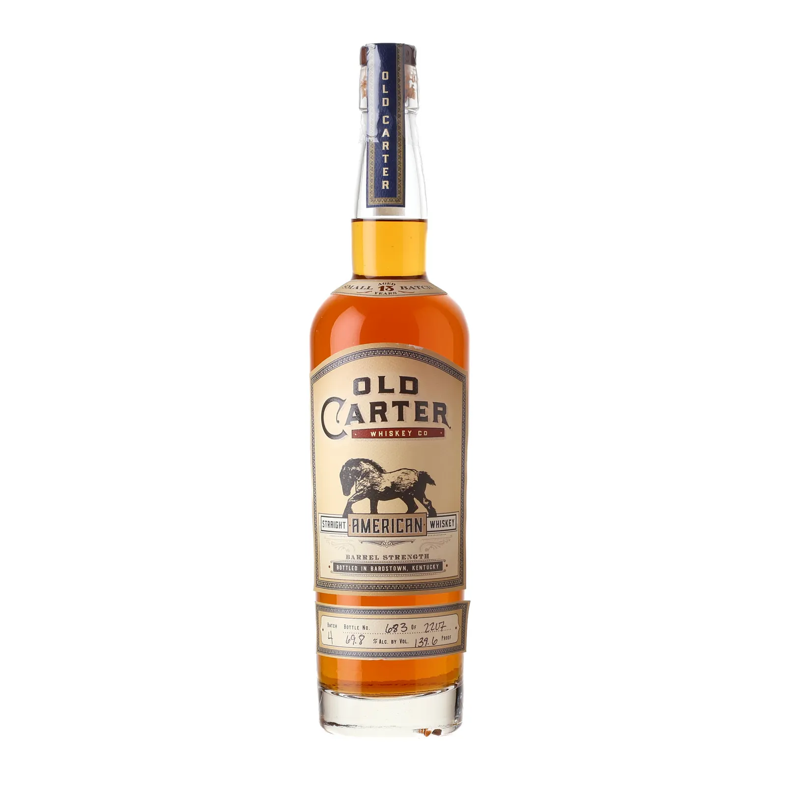 Old Carter Barrel Strength Small Batch No. 13 Year Old, Batch No. 4, 69.8% whisky bottle