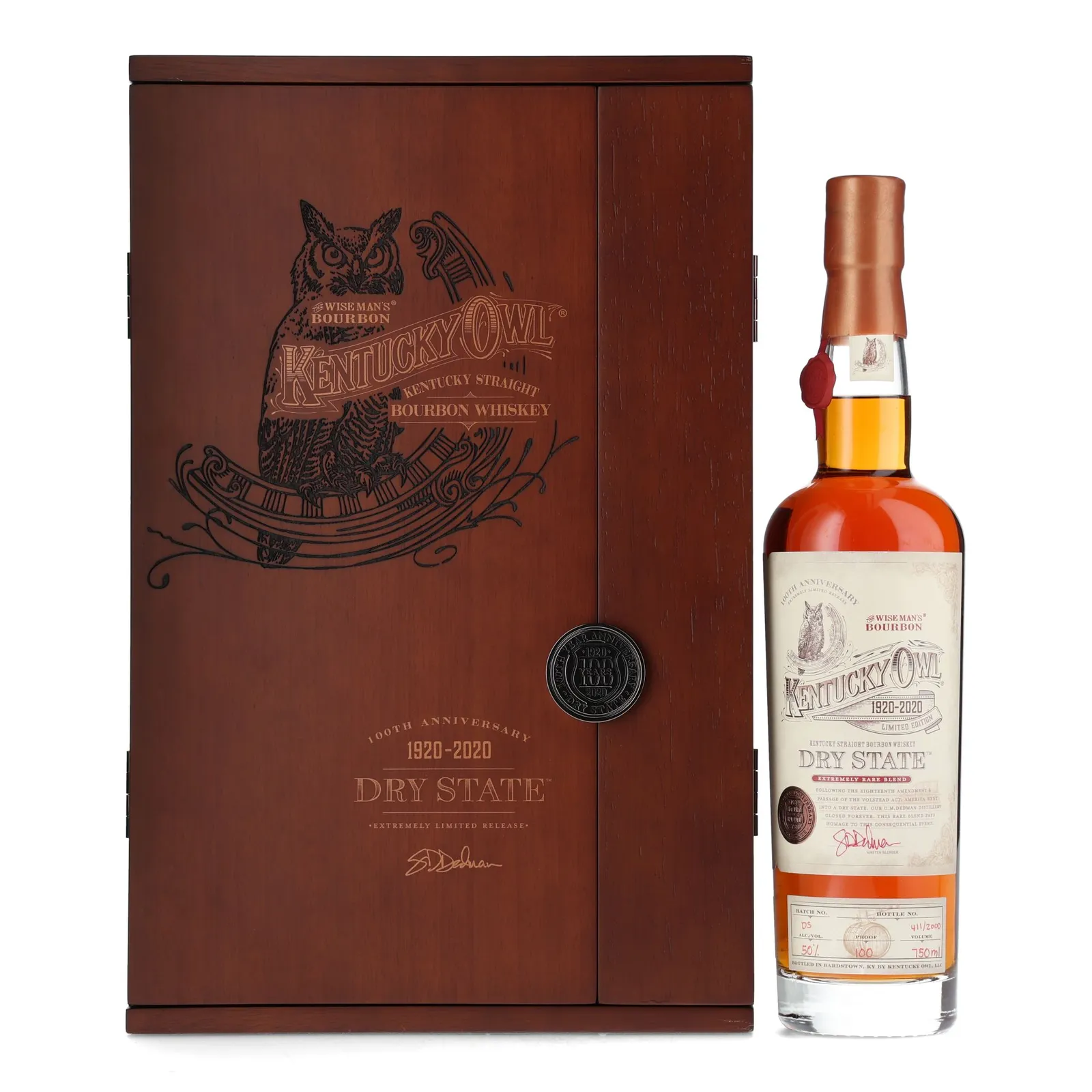Kentucky Owl Dry State 100th Anniversary, Batch No. DS, 2020, 50% whisky bottle