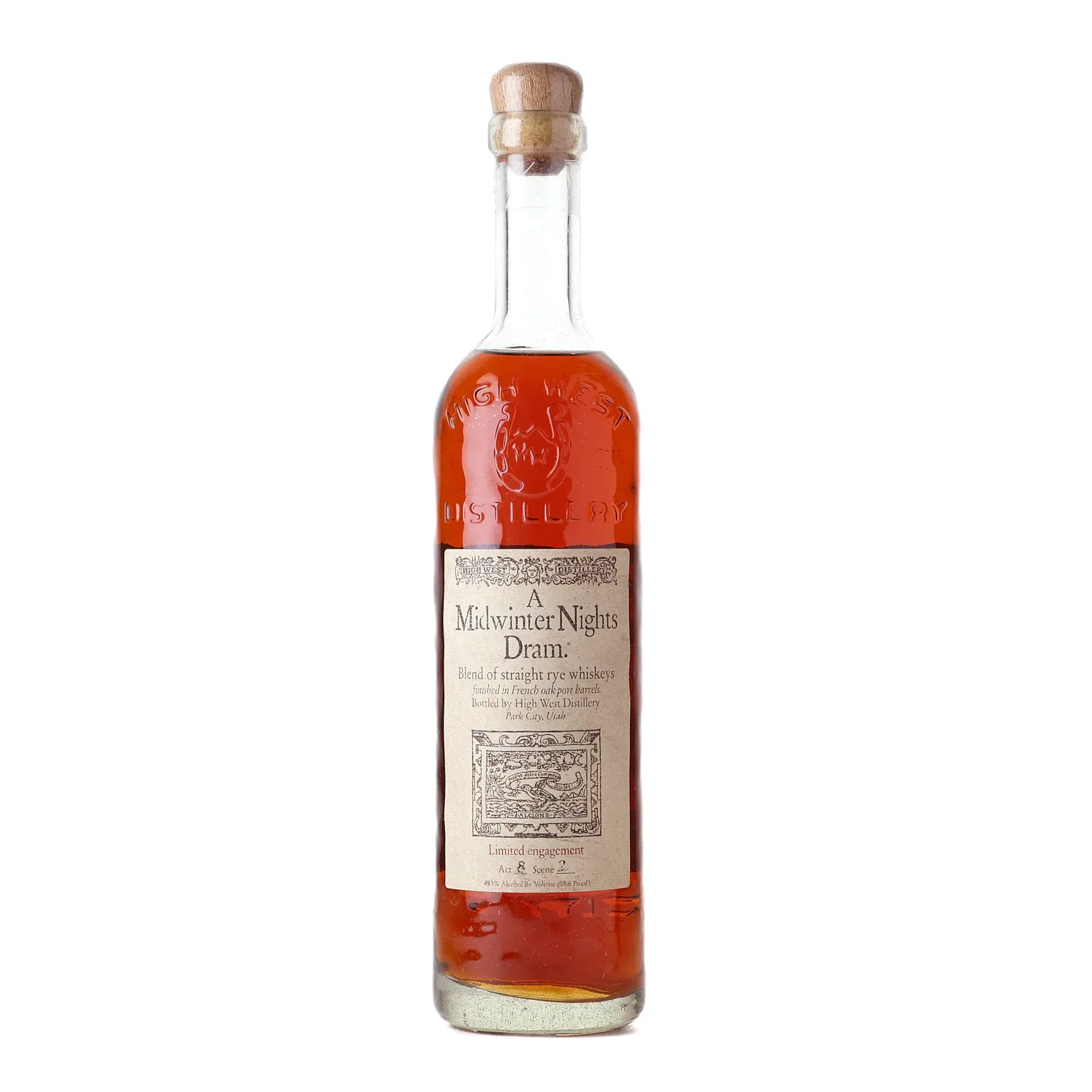 High West A Midwinter Night's Dram Rye Act 4, Scene 4, French Oak Port Cask, 49.3% whisky bottle