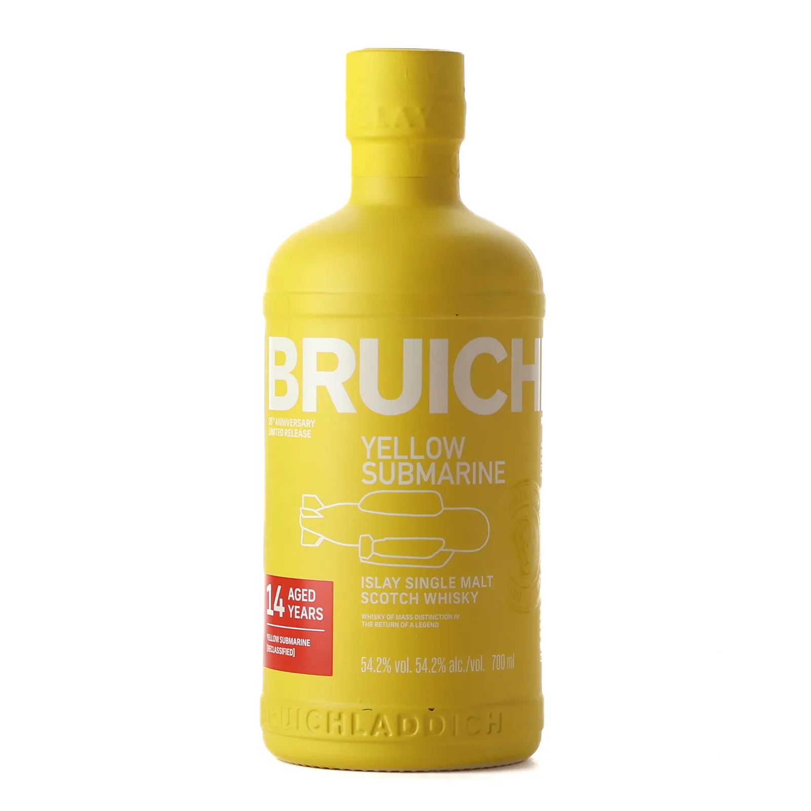 Bruichladdich 14 Year Old Yellow Submarine (Reclassified) 25th Anniversary, Bourbon & French red wine Cask, 2026, 54.2% whisky bottle