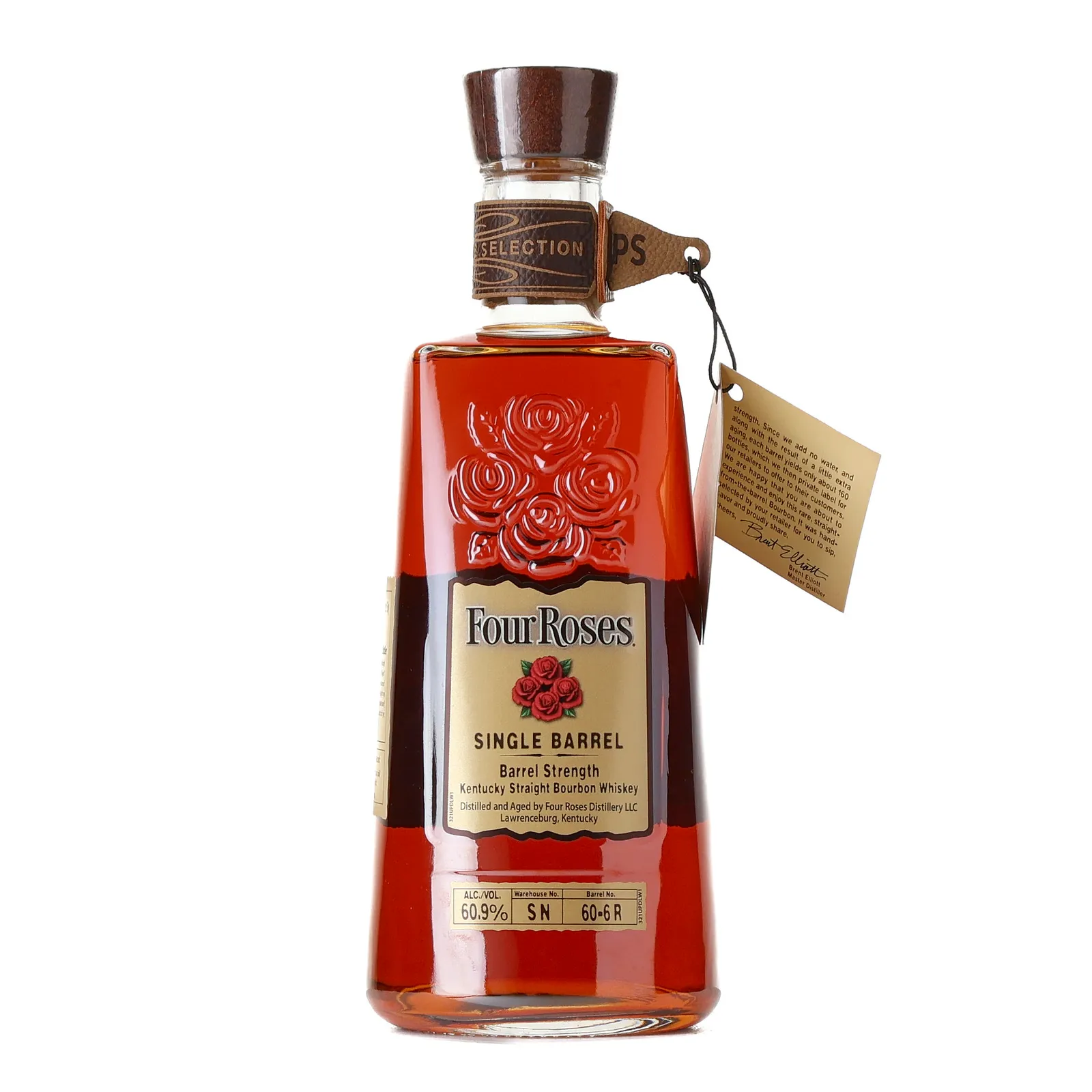 Four Roses Barrel Strength OBSO 'Brent Elliott, Master Distiller' Private Barrel Selection 10 Year Old, New Charred Oak Cask, Cask #SN 60-6R, 2025, 60.9% whisky bottle
