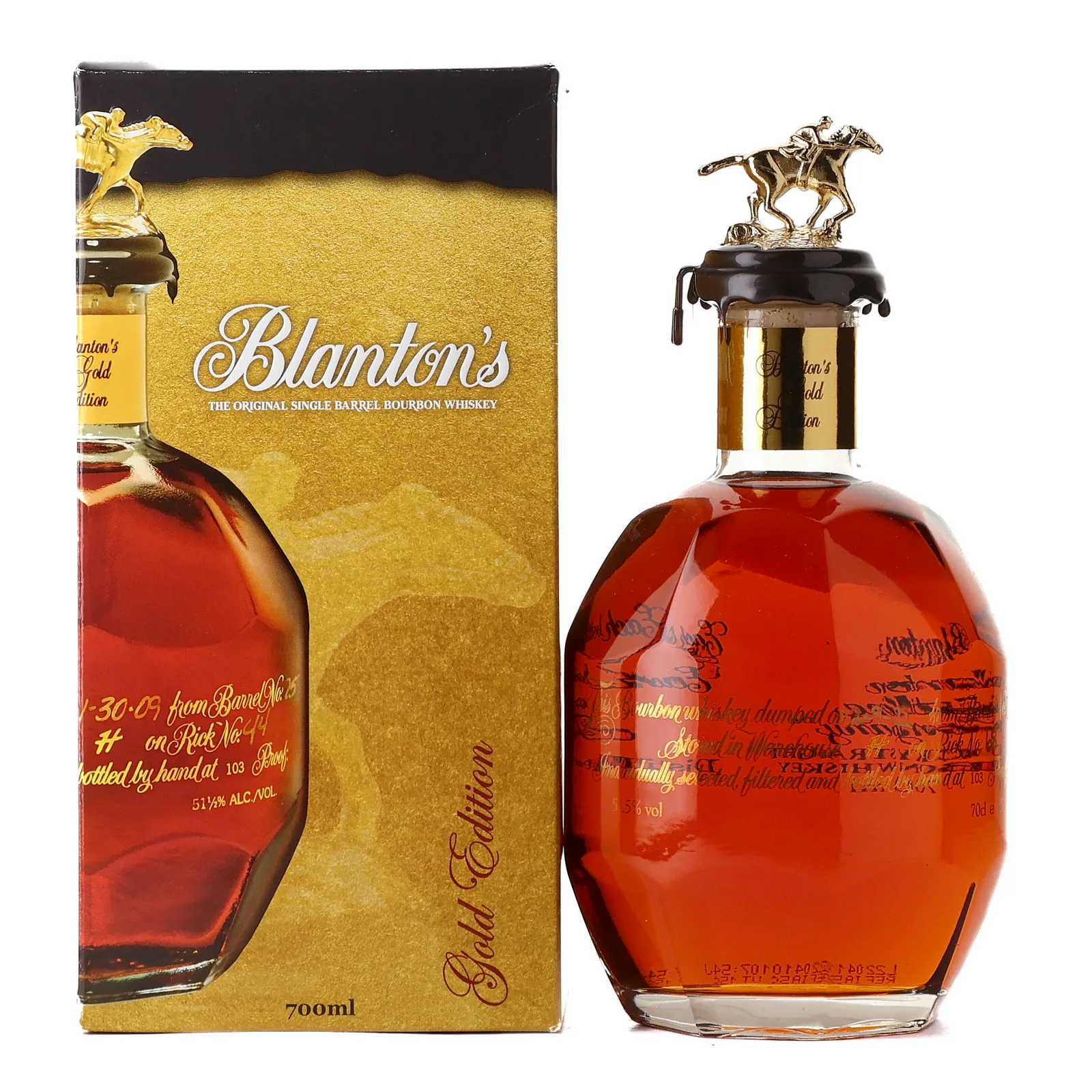 Blanton's Gold Edition Single Barrel Bourbon, American White Oak Cask, Cask #No. 7, Batch Letter B, 2023, 51.5% whisky bottle