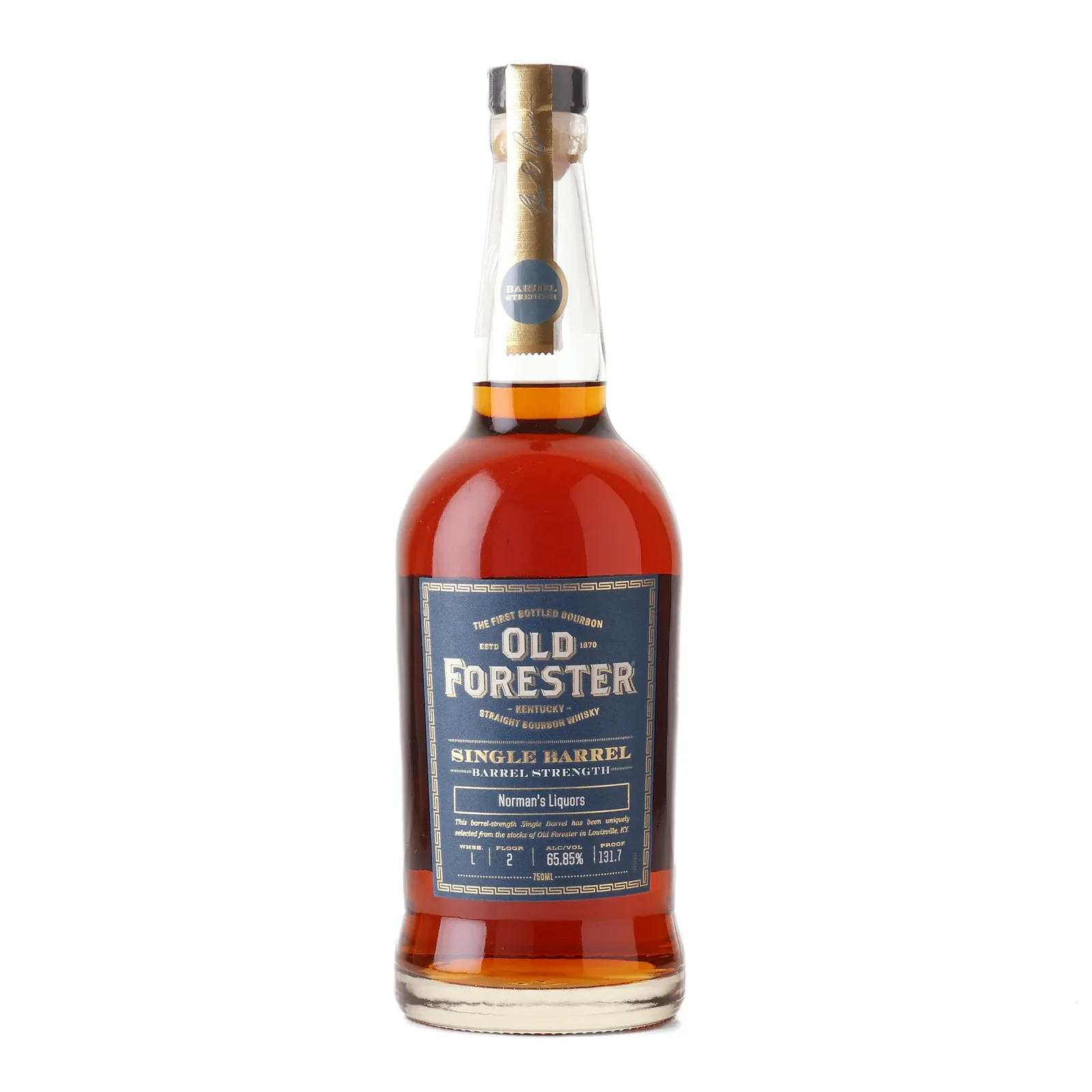 Old Forester Single Barrel Barrel Strength Norman's Liquors Private Barrel Selection, 65.85% whisky bottle