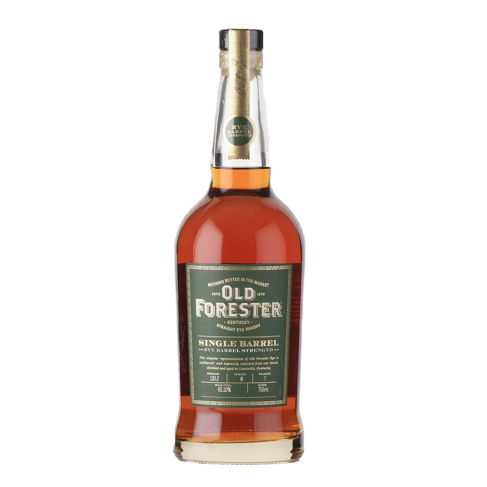 Old Forester Single Barrel Rye Barrel Strength, 65.1% whisky bottle