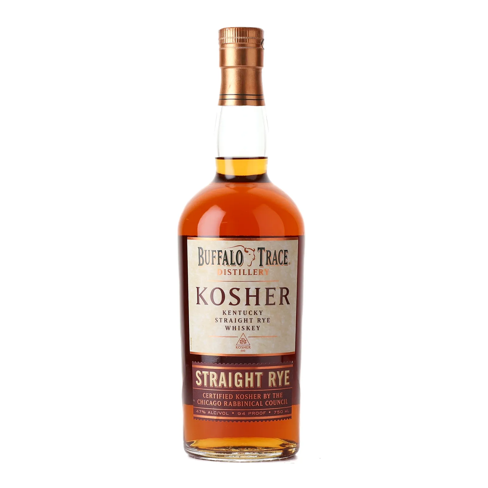 Buffalo Trace Kosher Straight Rye 7 Year Old, 2024, 47% whisky bottle