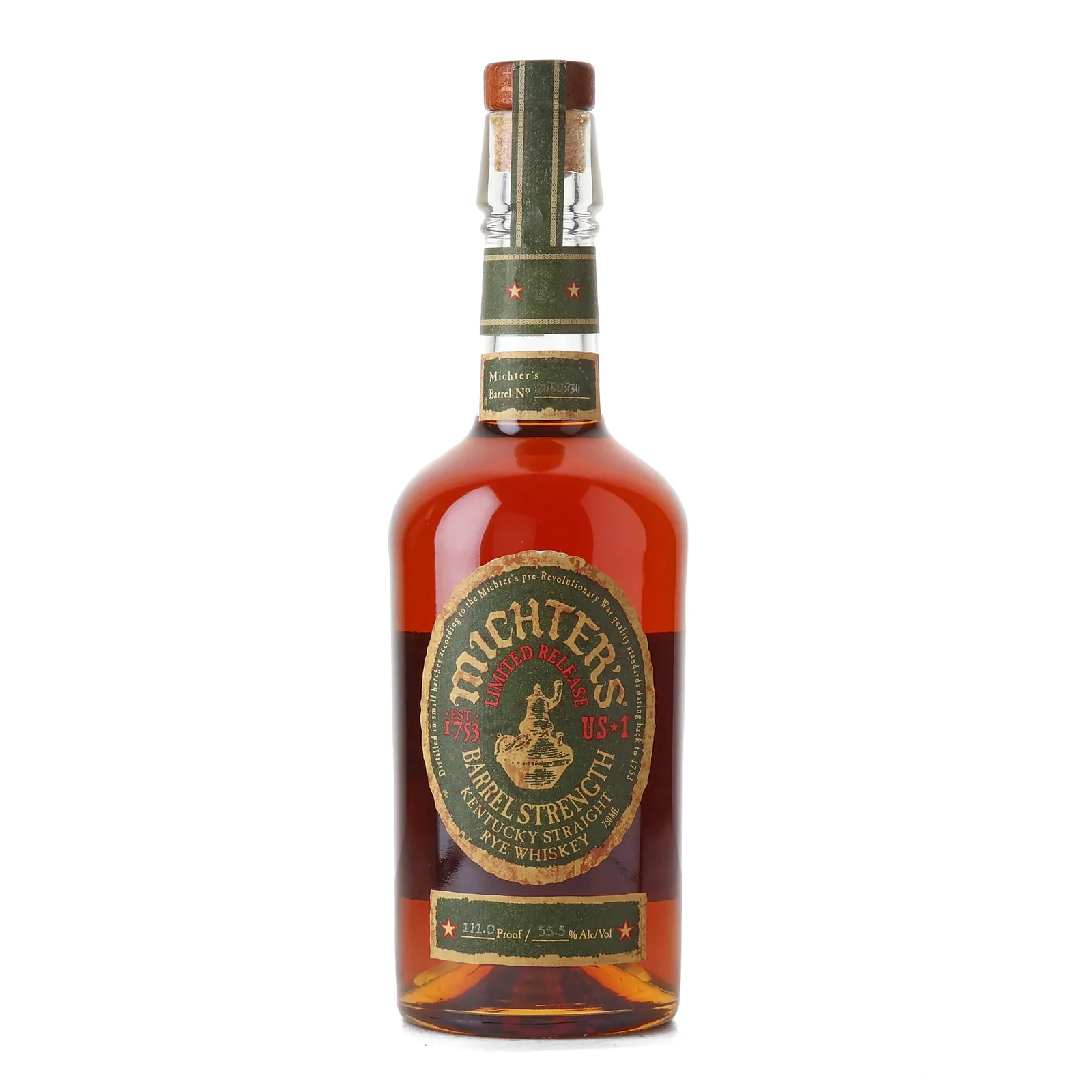 Michter's US*1 Barrel Strength Straight Rye, New American White Oak Cask, Cask #24B0830, 2024, 55.5% whisky bottle