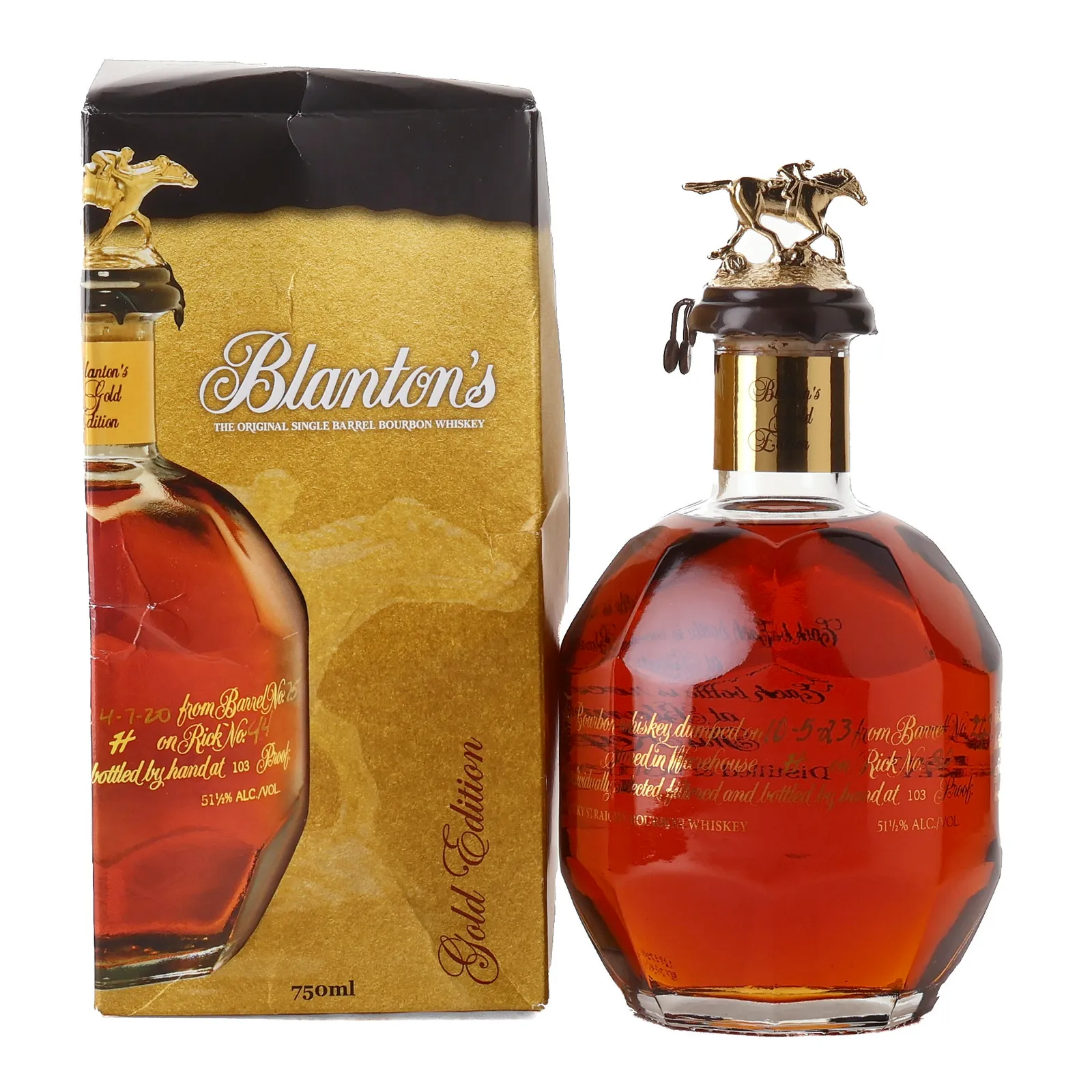 Blanton's Gold Edition Single Barrel Bourbon, New Charred Oak Cask, Cask #1310, Batch Letter T, 2023, 51.5% whisky bottle