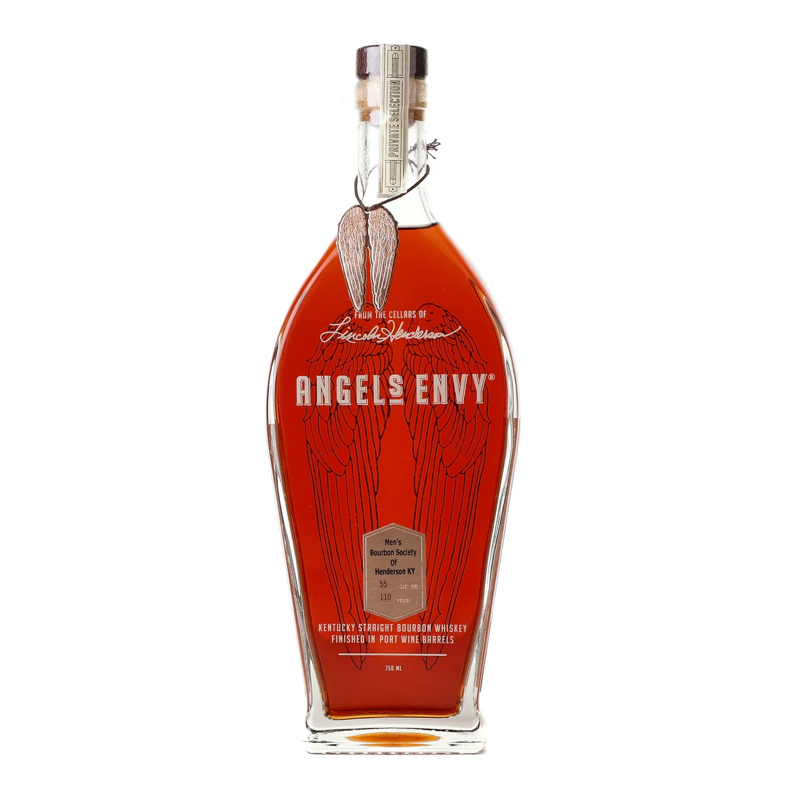 Angel's Envy Bourbon Private Selection 'Men's Bourbon Society of Henderson KY', Bourbon & Port Cask, Cask #SB-231181, 55% whisky bottle