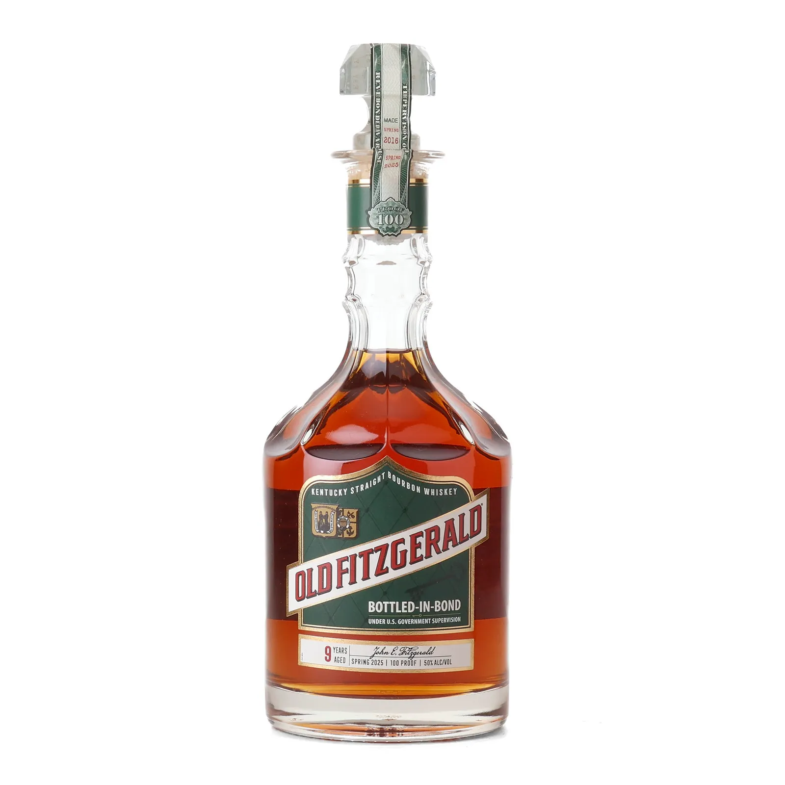 Old Fitzgerald 9 Year Bottled-in-Bond Decanter (2025 Spring Release), New Charred Oak Cask, 2025, 50%, 75cl whisky bottle