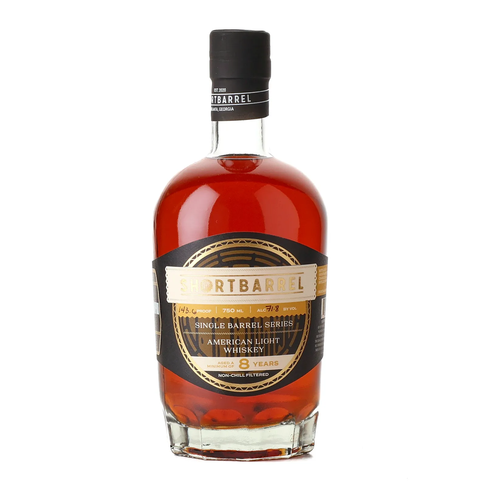Shortbarrel American Light Whiskey 8 Year Old, Cask #6A4A-2, McFarland 400, 71.8% whisky bottle