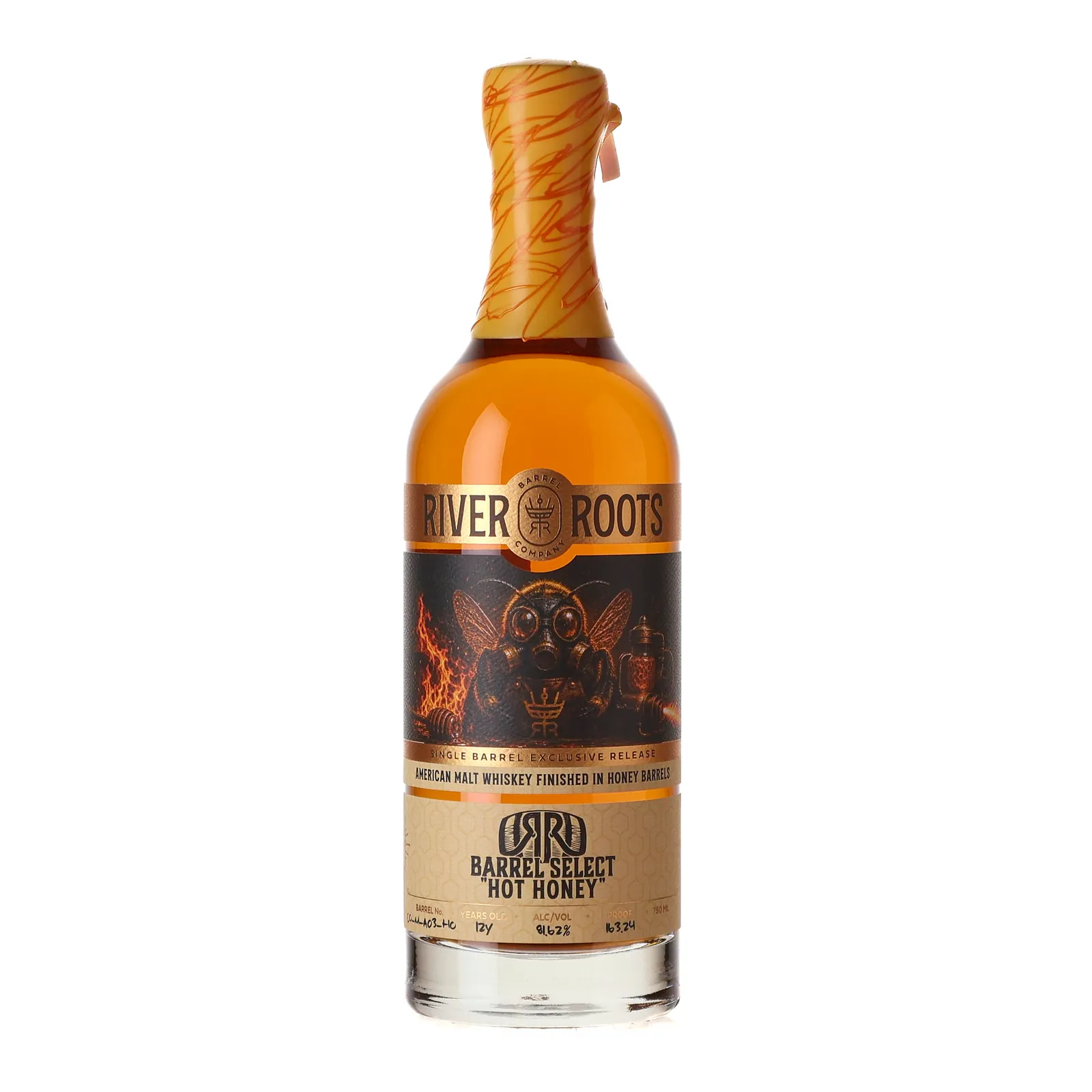 River Roots Hot Honey 12 Year Old, Honey Cask, Cask #LL-M-A03-HC, River Roots Barrel Company, 81.62% whisky bottle