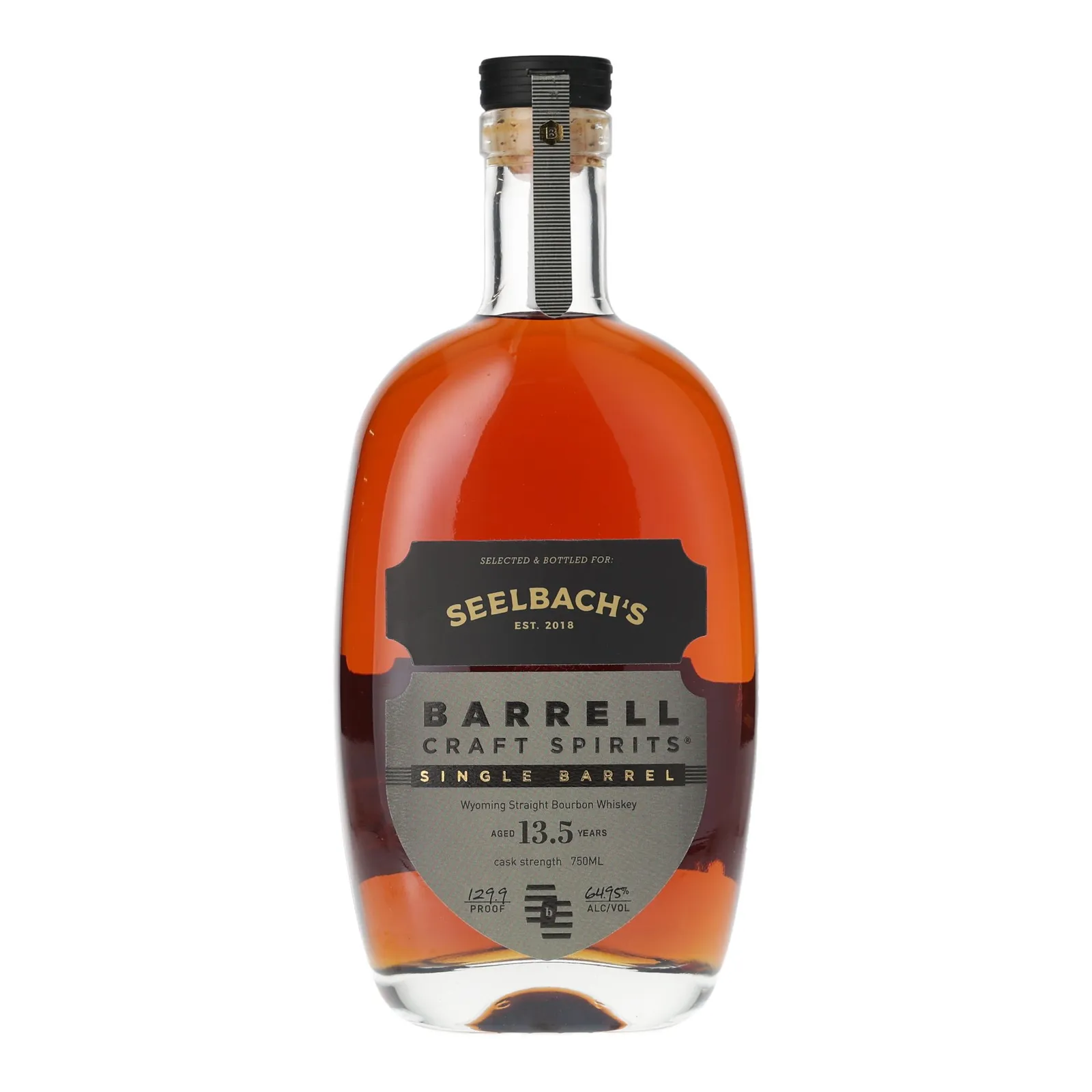 Barrell Craft Spirits Seelbach's Private Barrel Selection (Grey Label) 13.5 Year Old 13 Year Old, New Charred Oak Cask, 64.95% whisky bottle