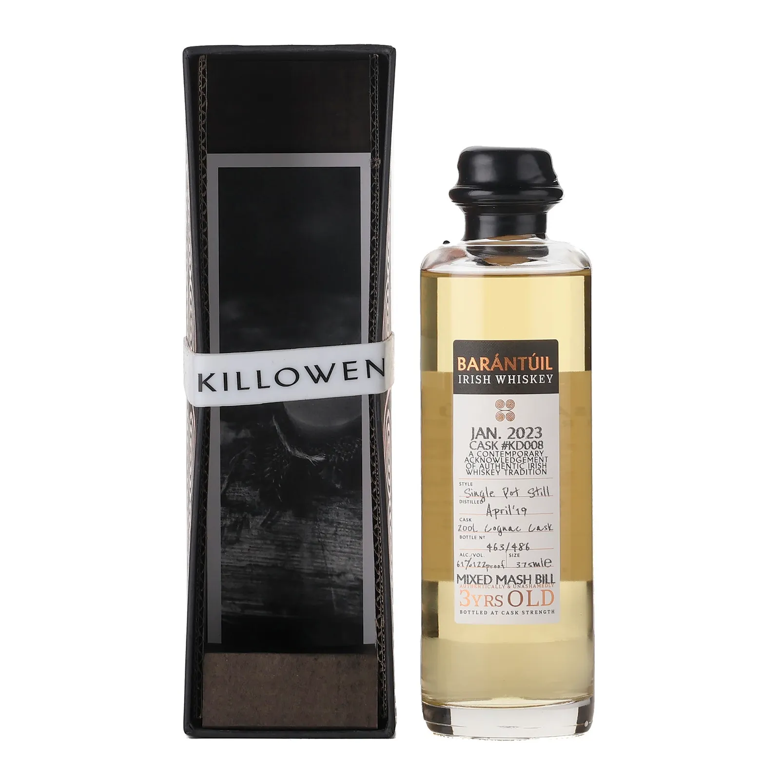 Killowen Barántúil 3 Year Old, Cognac Cask, Cask #KD008, 2023, 61% whisky bottle