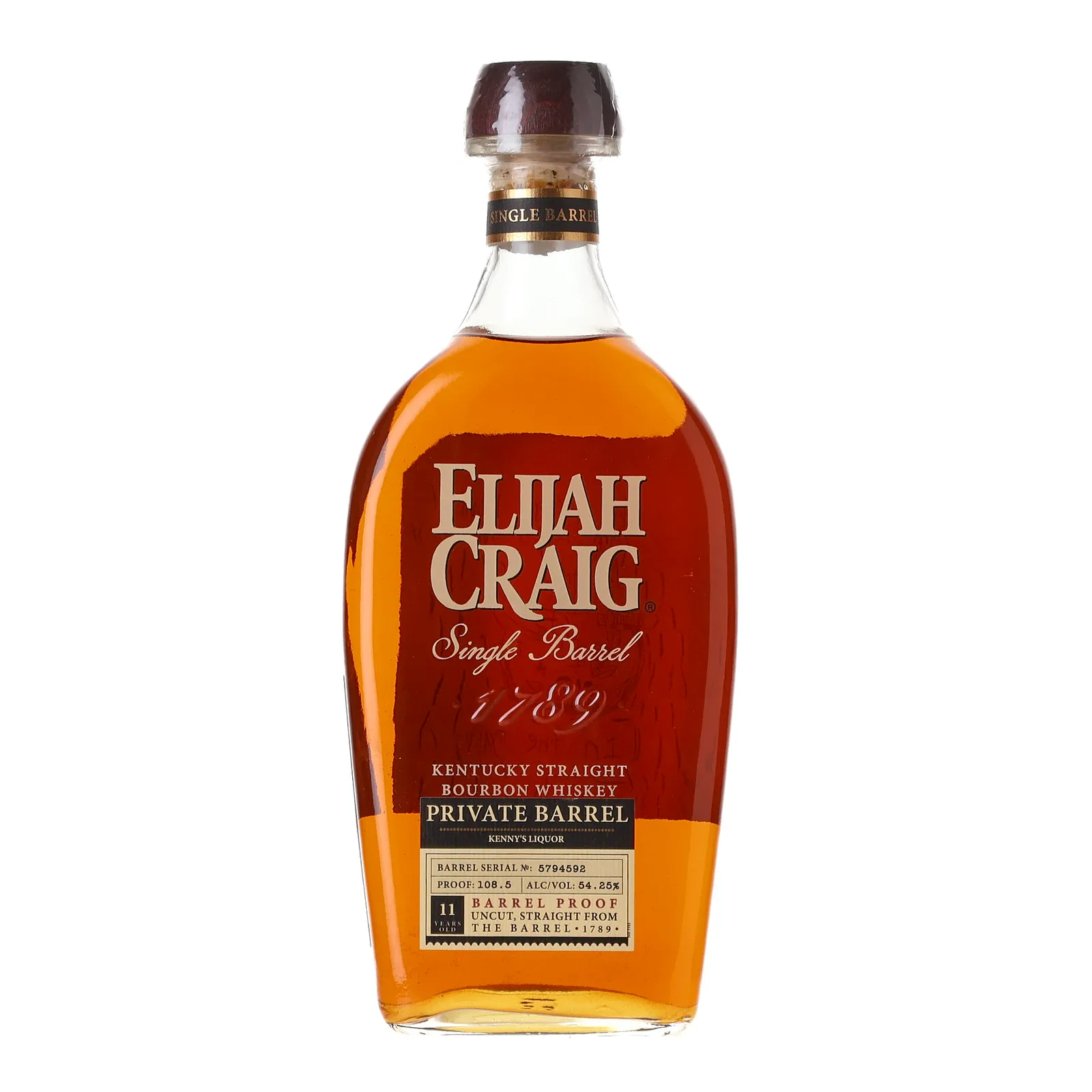 Elijah Craig Private Barrel Kenny's Liquor 11 Year Old, Cask #5794592, 54.25% whisky bottle