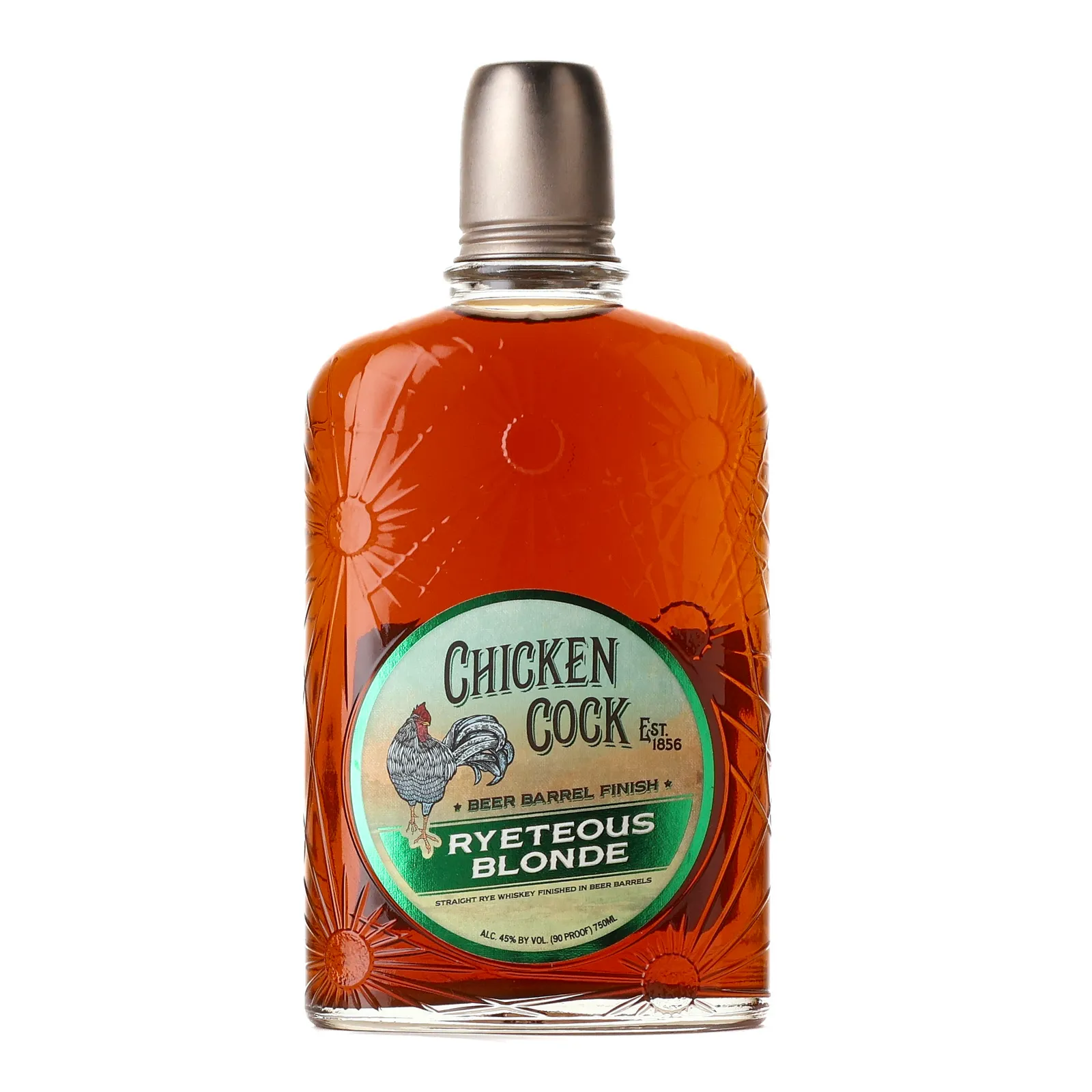 Chicken Cock Ryeteous Blonde, Blonde Ale Cask, 6 Barrel Batch, 45% whisky bottle