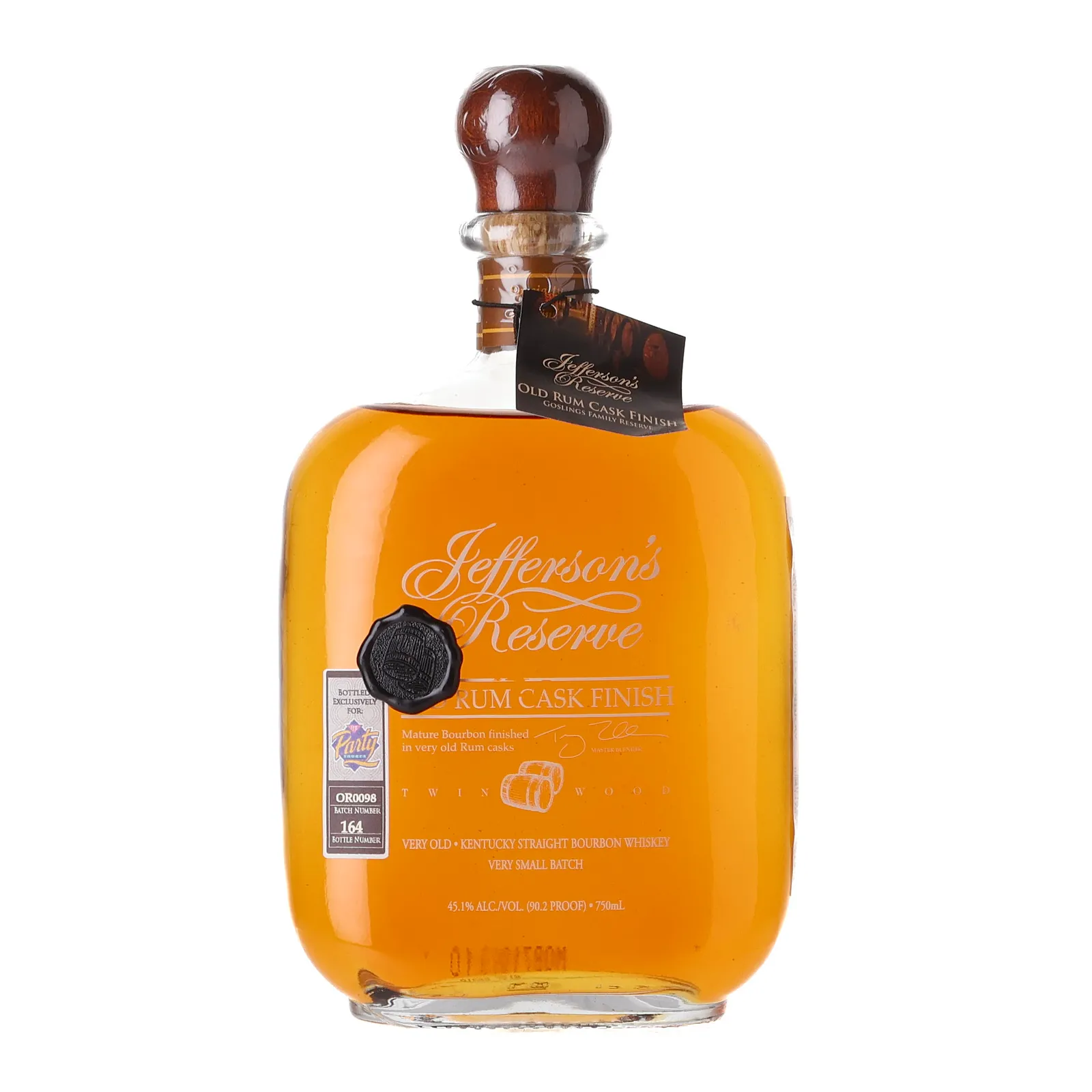 Jefferson's Reserve Old Rum Cask Finish 8 Year Old, Bourbon & Rum Cask, Batch No. OR0098, 45.1% whisky bottle