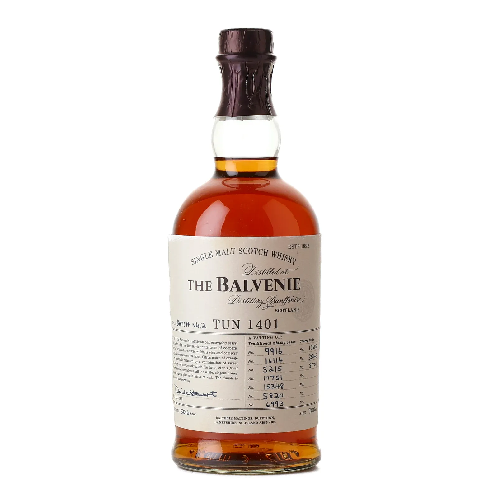 Balvenie Tun 1401, Bourbon & Sherry Cask, Batch No. 2, 2011, 50.6% whisky bottle