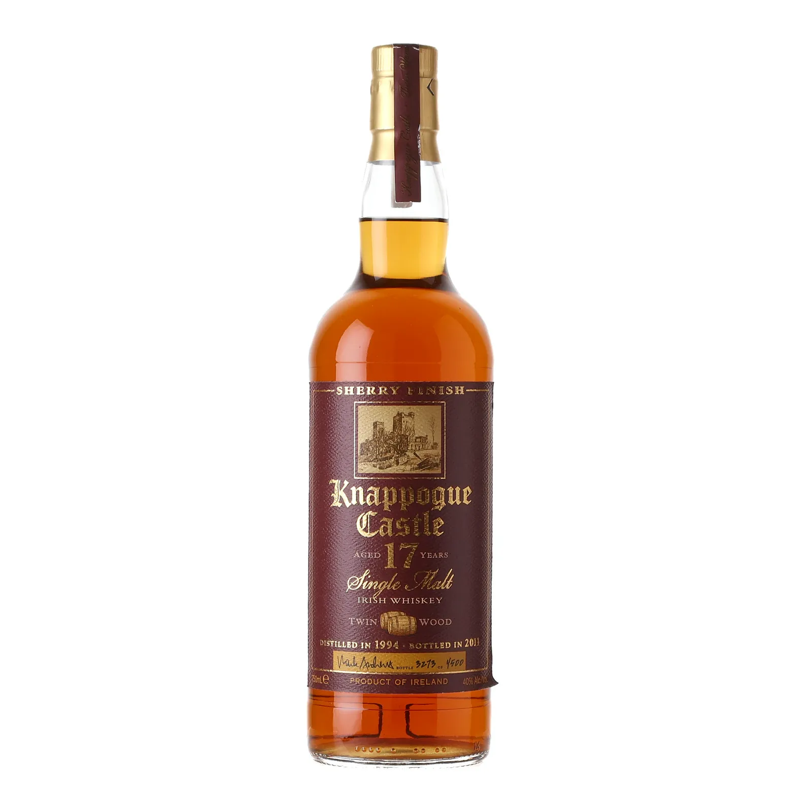 Knappogue Castle Twin Wood Sherry Finish 17 Year Old, Bourbon & Oloroso Sherry Cask, 2011, 40% whisky bottle