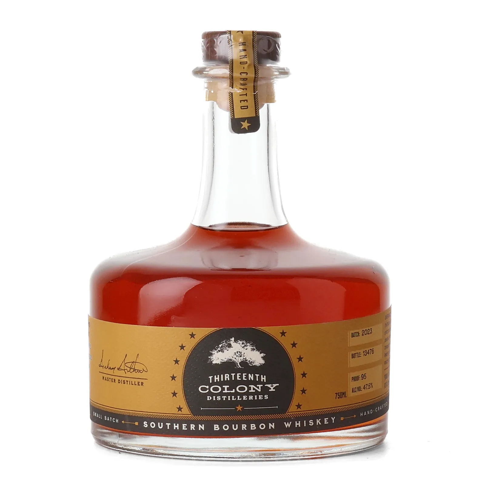 Thirteenth Colony Southern Bourbon Whiskey, Batch No. 2023, 47.5% whisky bottle