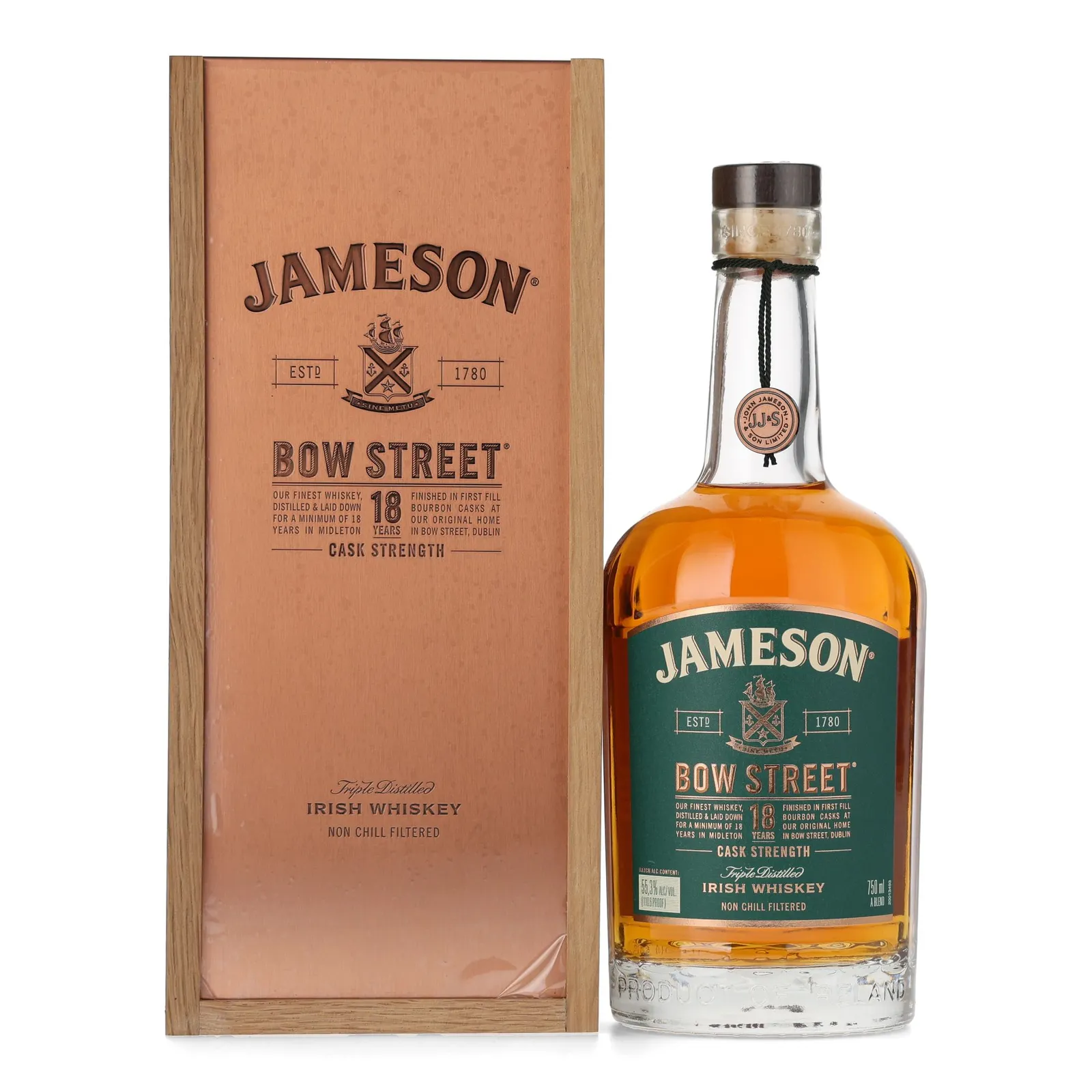 Jameson Bow Street Cask Strength 18 Year Old, Bourbon Cask, Batch No. 1, 2018, 55.3% whisky bottle
