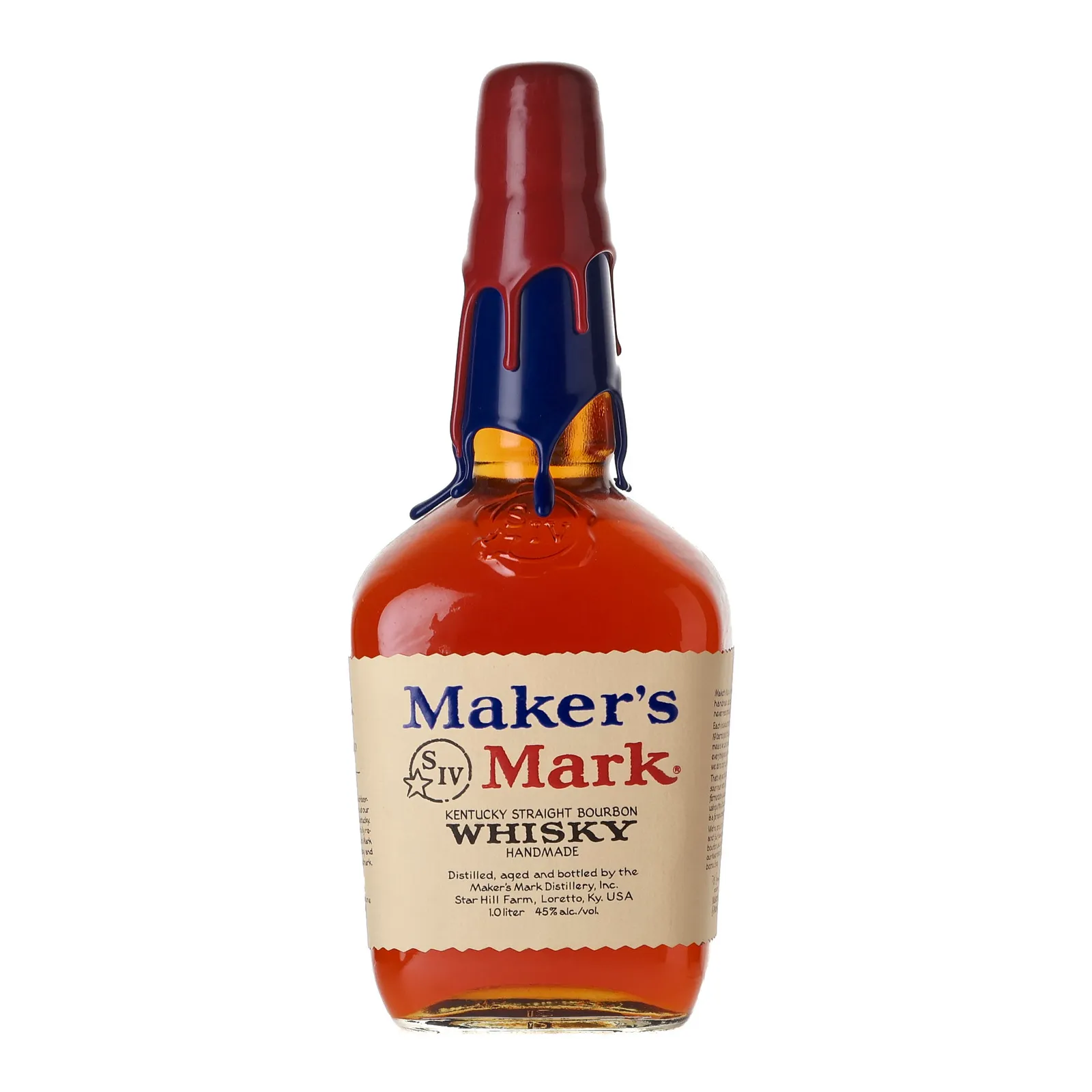 Maker's Mark Red & Blue Wax, 2001, 45% whisky bottle