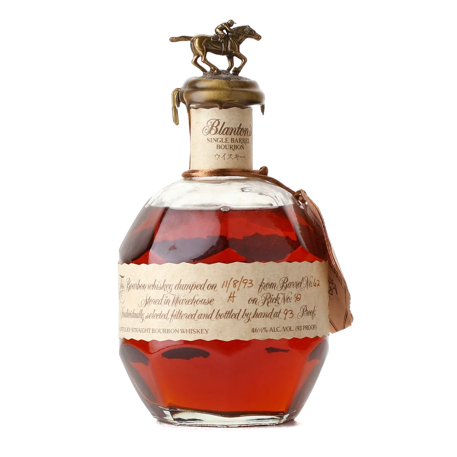 Blanton's Single Barrel Bourbon Cask #62, 1993, 46.5% whisky bottle