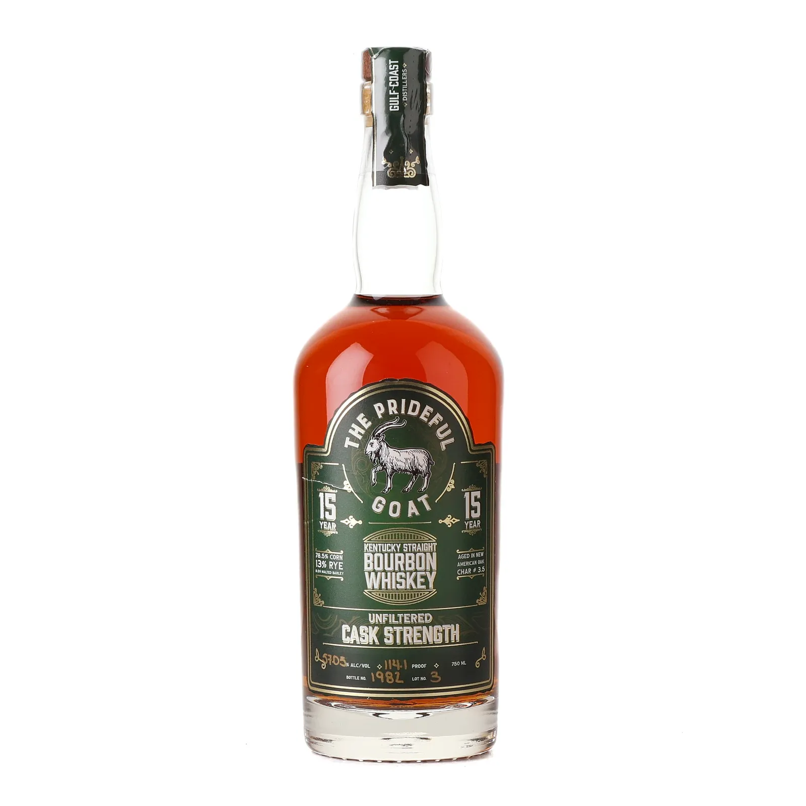 Prideful Goat Cask Strength 15 Year Old, New American Oak Cask, Lot No. 3, 57% whisky bottle