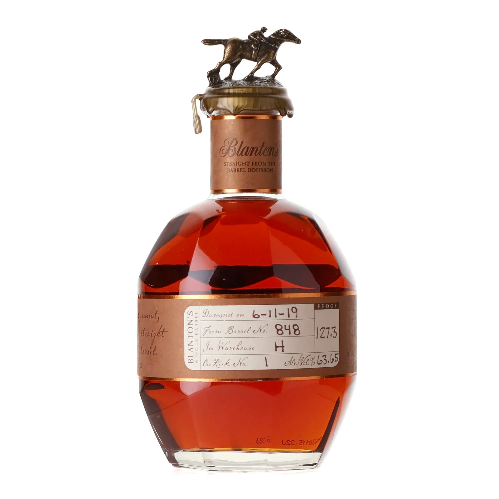 Blanton's Straight From The Barrel, Barrel No. 848, 2019, 63.65% whisky bottle