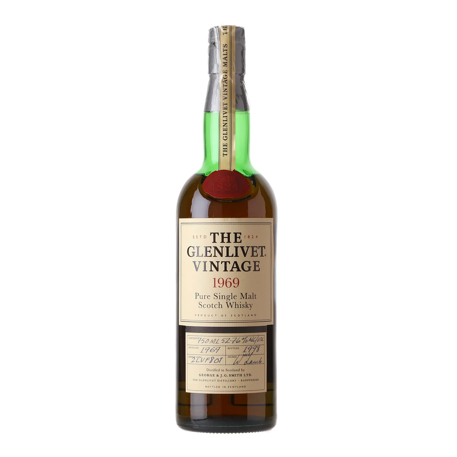 Glenlivet Vintage 1969 29 Year Old, Sherry Cask, 2LVF801, 1998, 52.76% whisky bottle