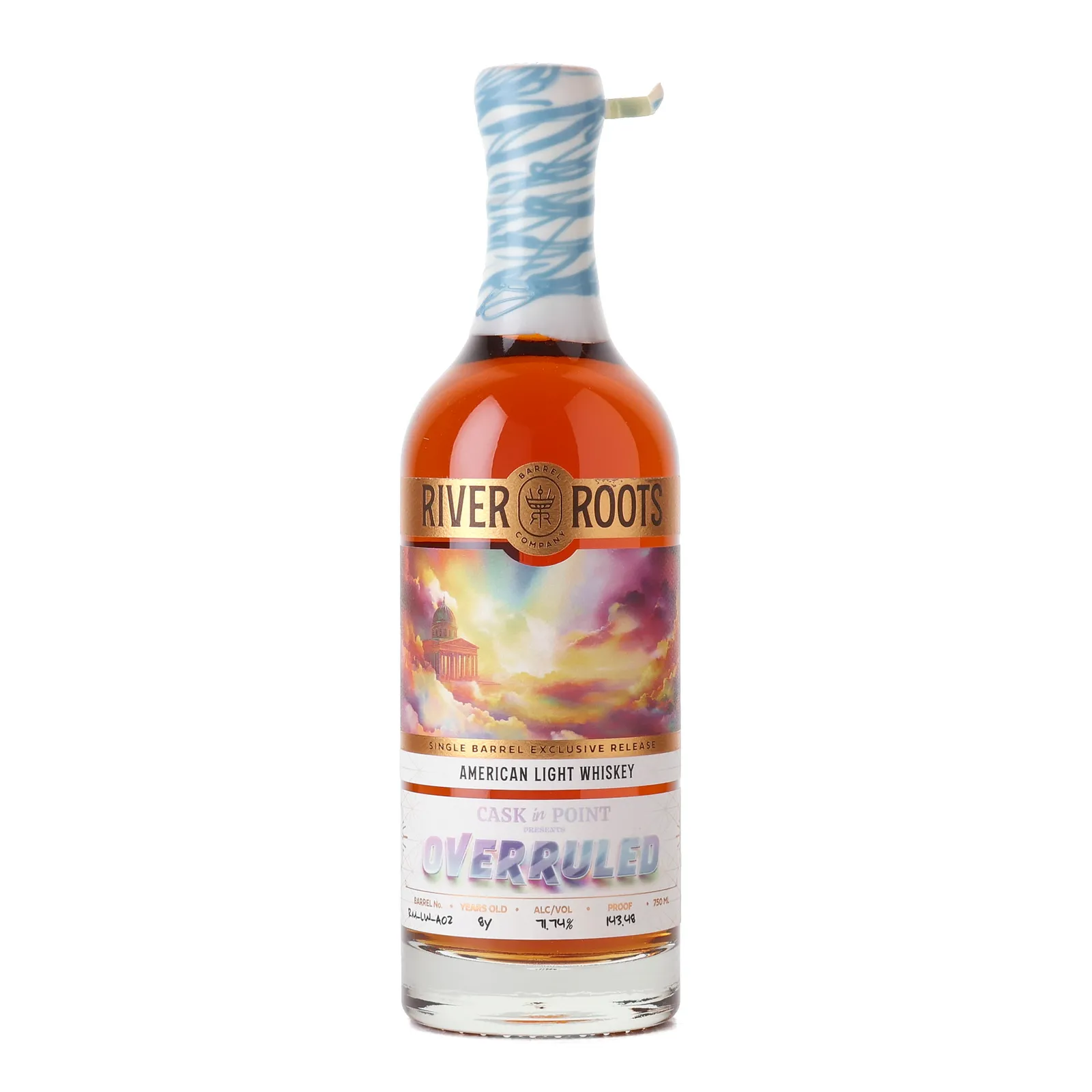 River Roots Overruled 8 Year Old, Cask #RM-LW-A02, River Roots Barrel Company, 71.7% whisky bottle