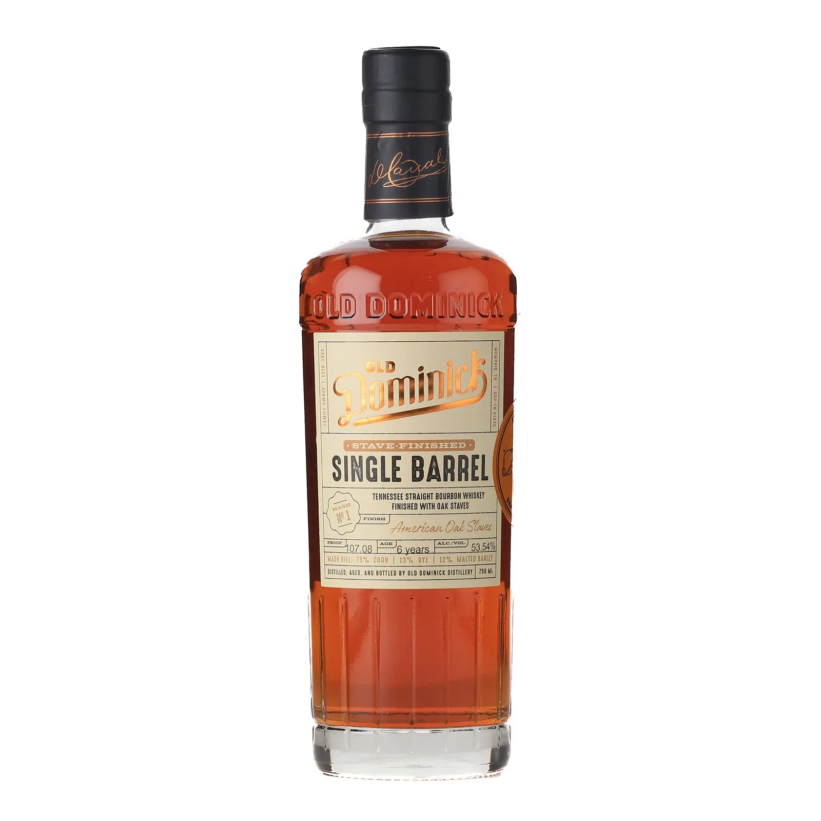 Old Dominick Stave-Finished Single Barrel Space City Liquor Private Selection 6 Year Old, American Oak Staves Cask, 53.54% whisky bottle