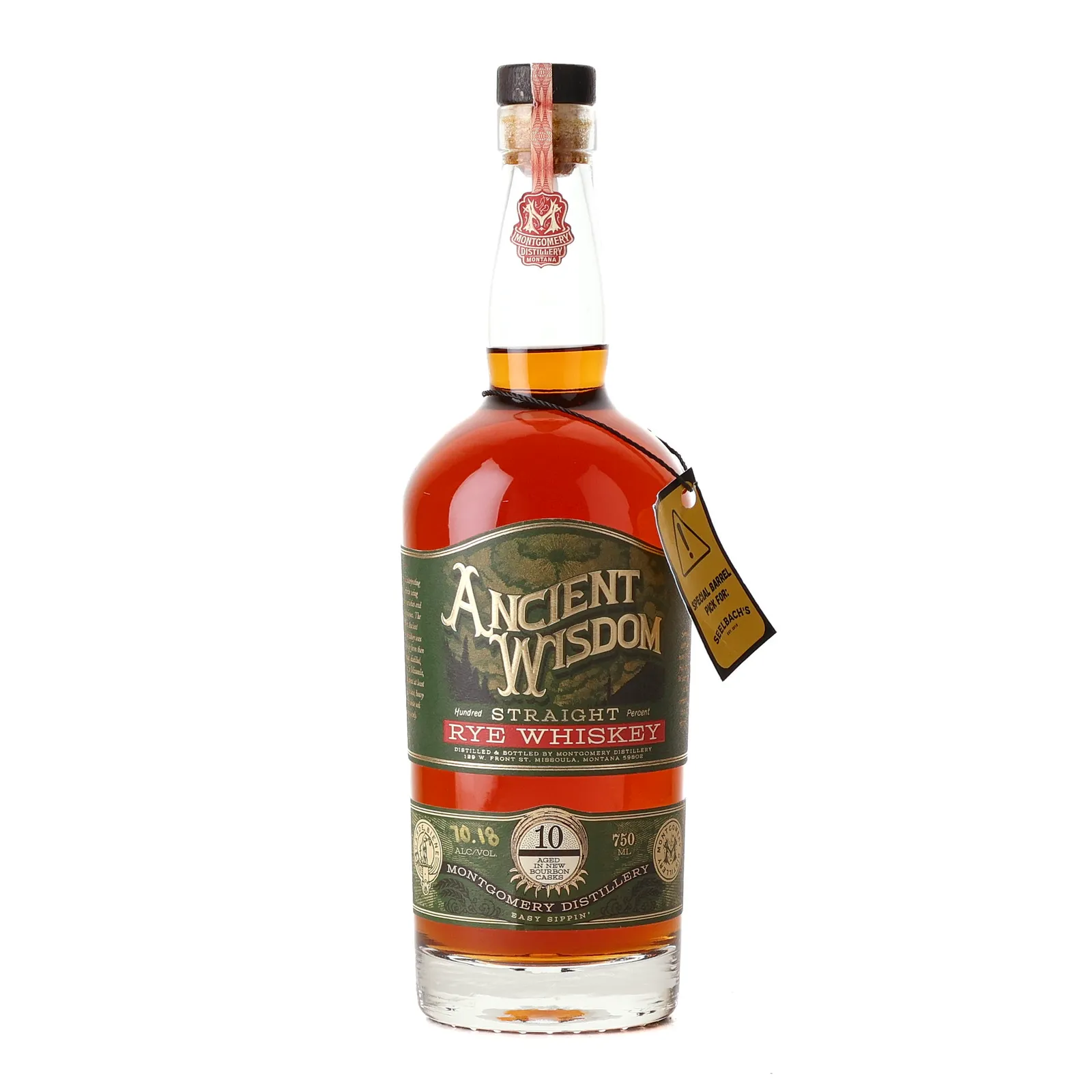 Montgomery Distillery Ancient Wisdom 10 Year Old, New American Oak Cask, Batch No. HAZMAT, Seelbach's, 70.18% whisky bottle