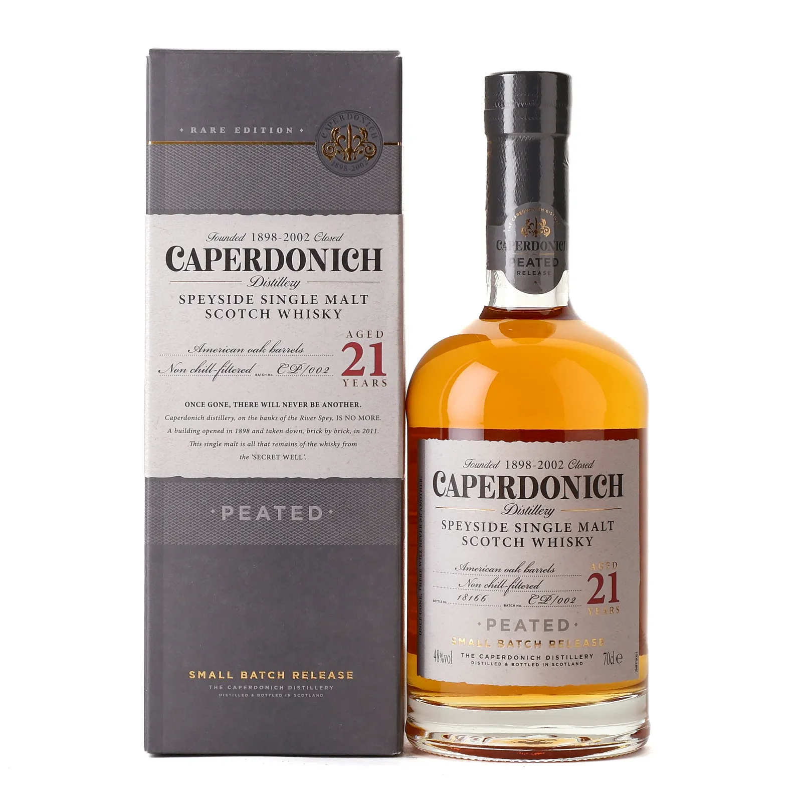 Caperdonich 21 Year Old Small Batch Release, Batch No. CA/002, American Oak Cask, 2020, 48% whisky bottle