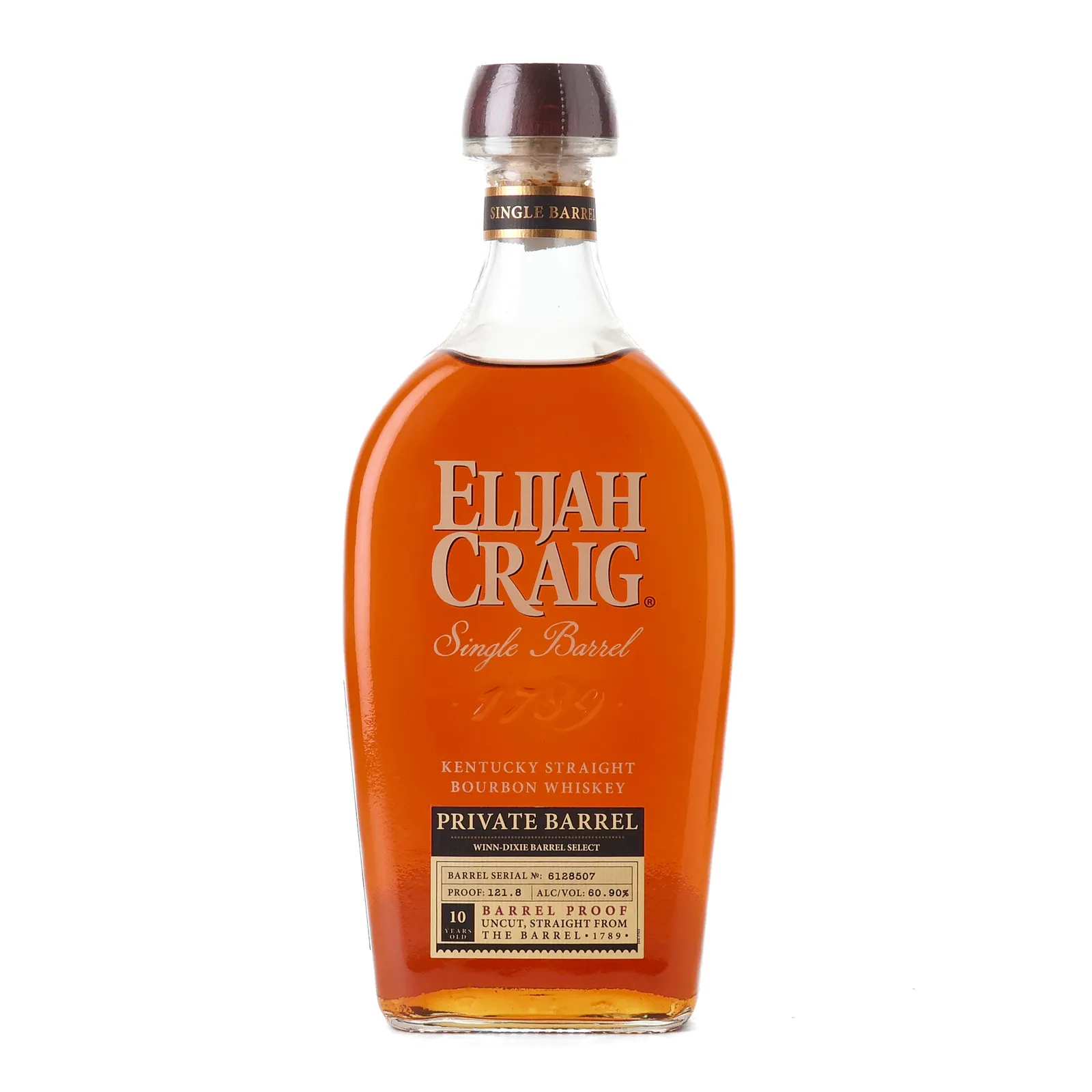 Elijah Craig Private Barrel 10 Year Old, New Charred Oak Cask, Cask #6128507, 60.9% whisky bottle